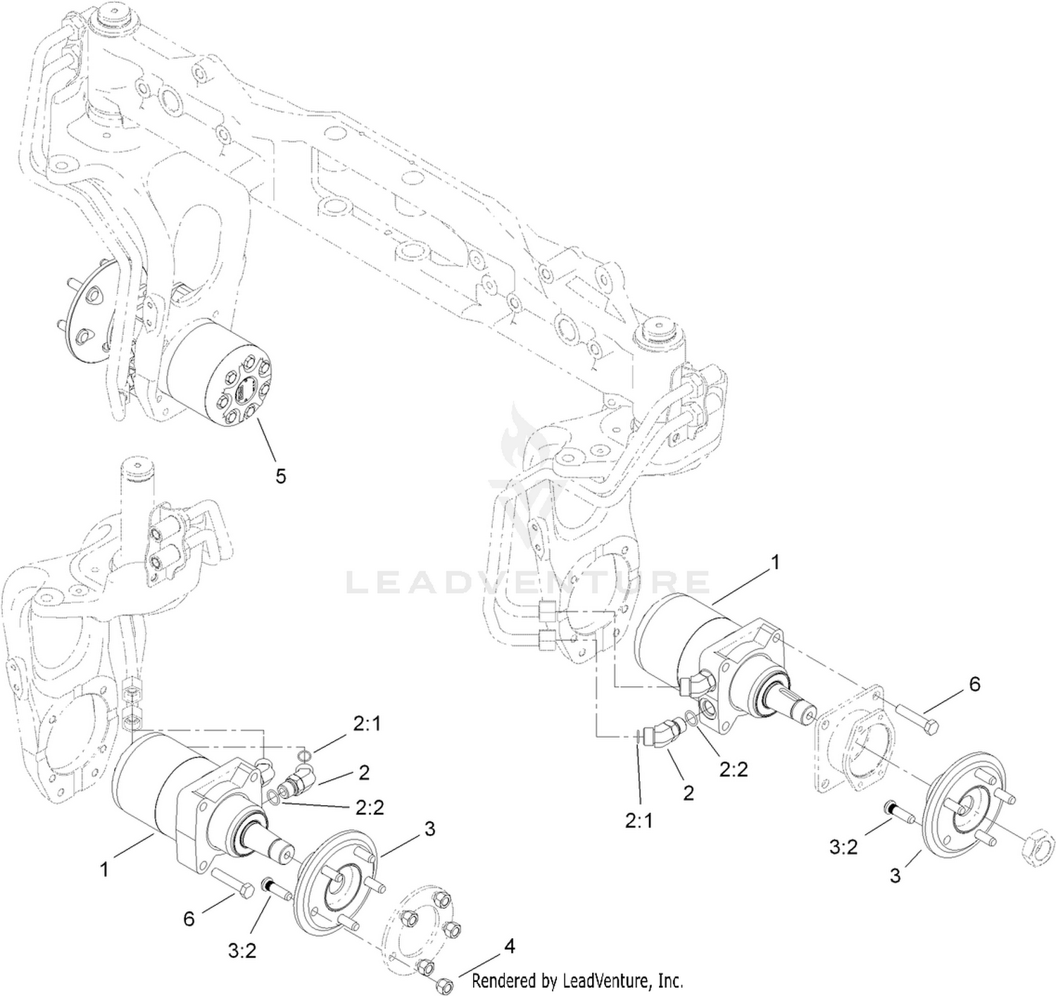 4 Wheel Drive Hydraulic Motor and Fitting Assembly