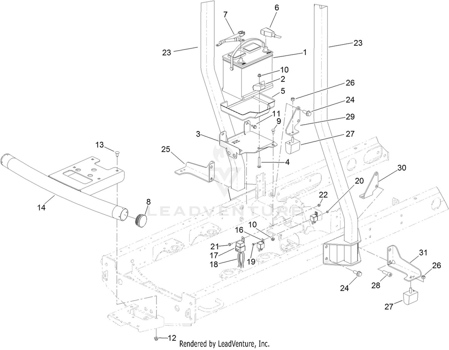 Battery and Bumper Assembly