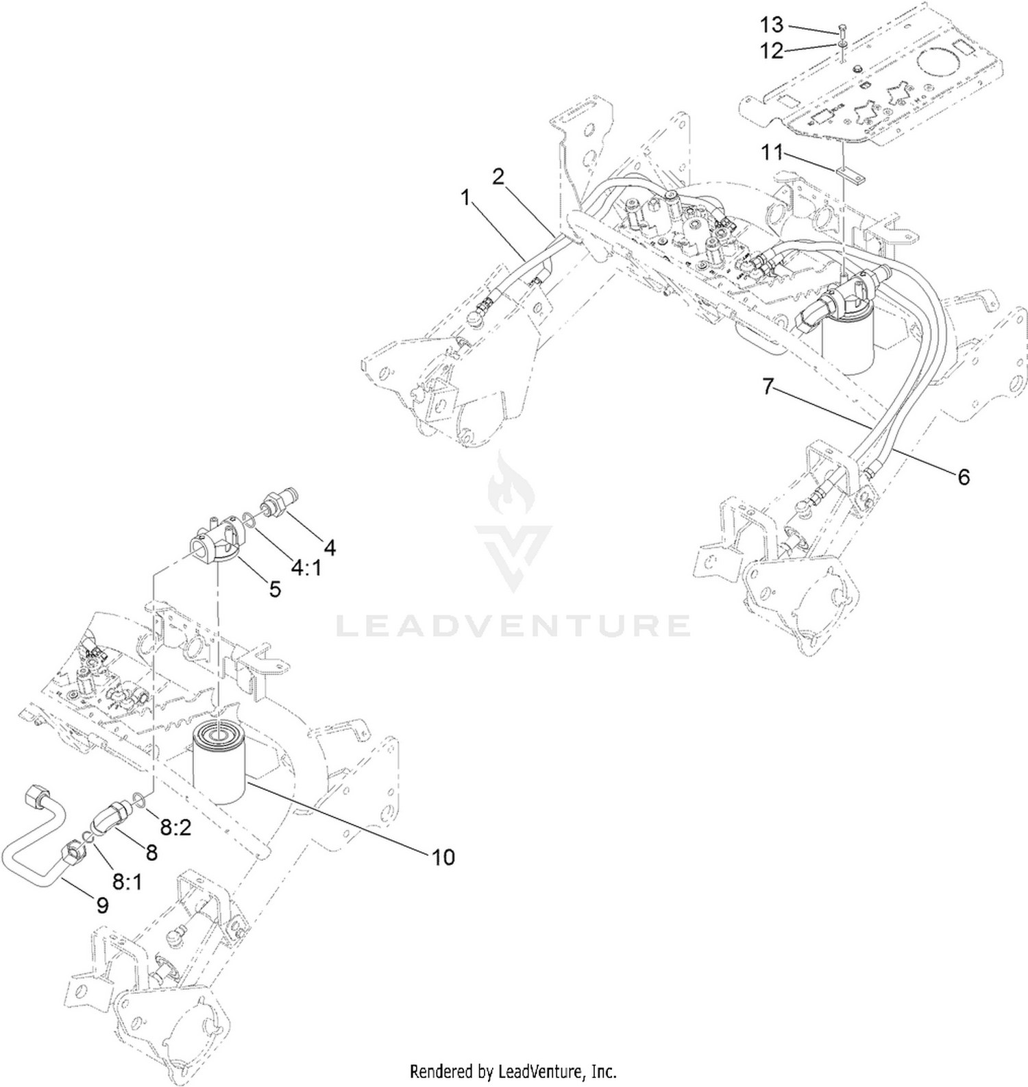 Front Lift Cylinders Hose and Filter Assembly