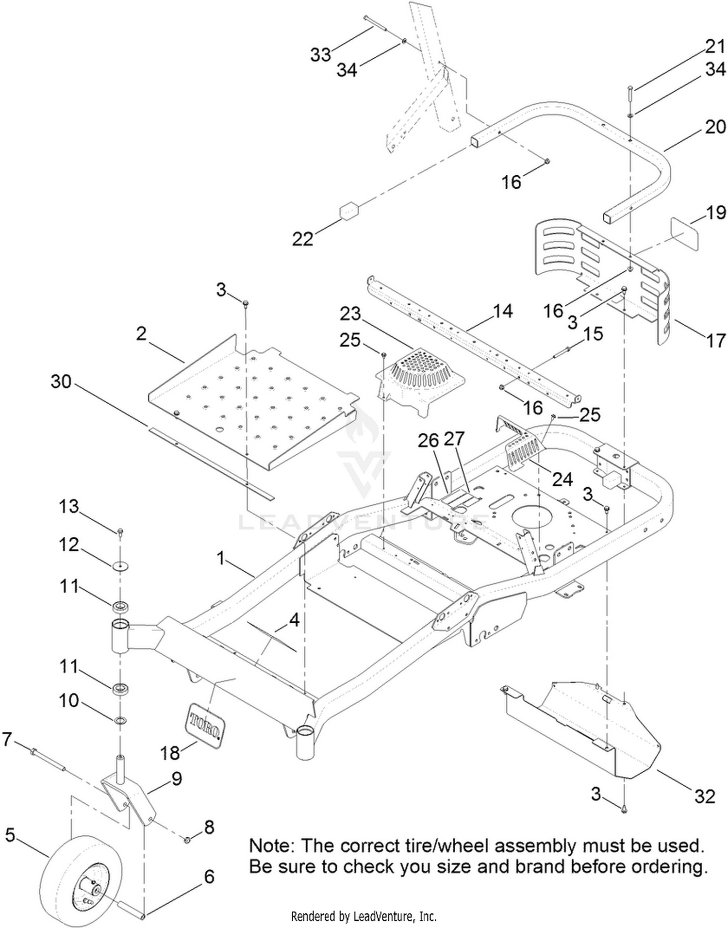 Main Frame and Caster Wheel Assembly