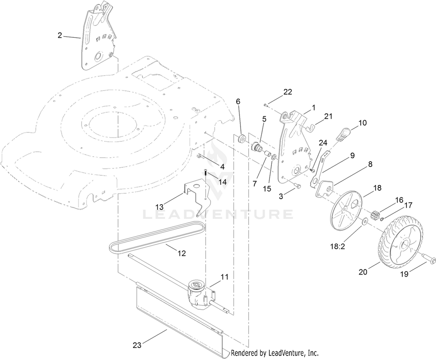 Transmission and Rear Wheel Drive Assembly