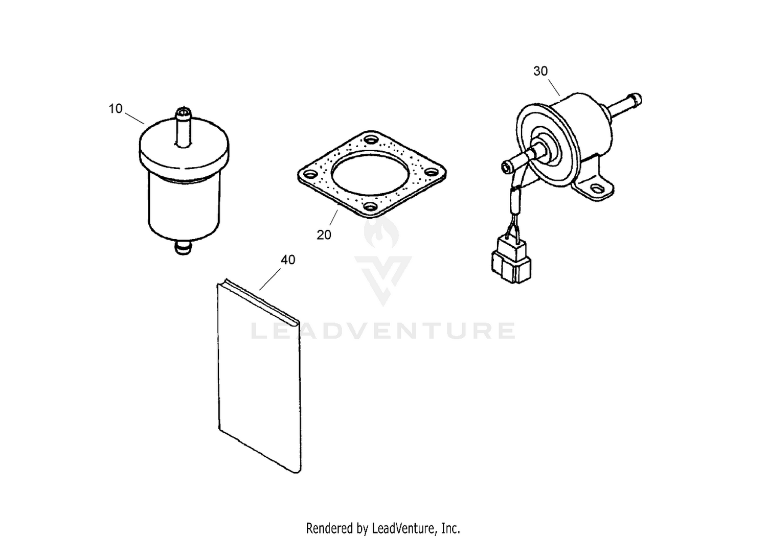 Fuel Pump, Fuel Filter, Muffler Gasket and Operator Manual