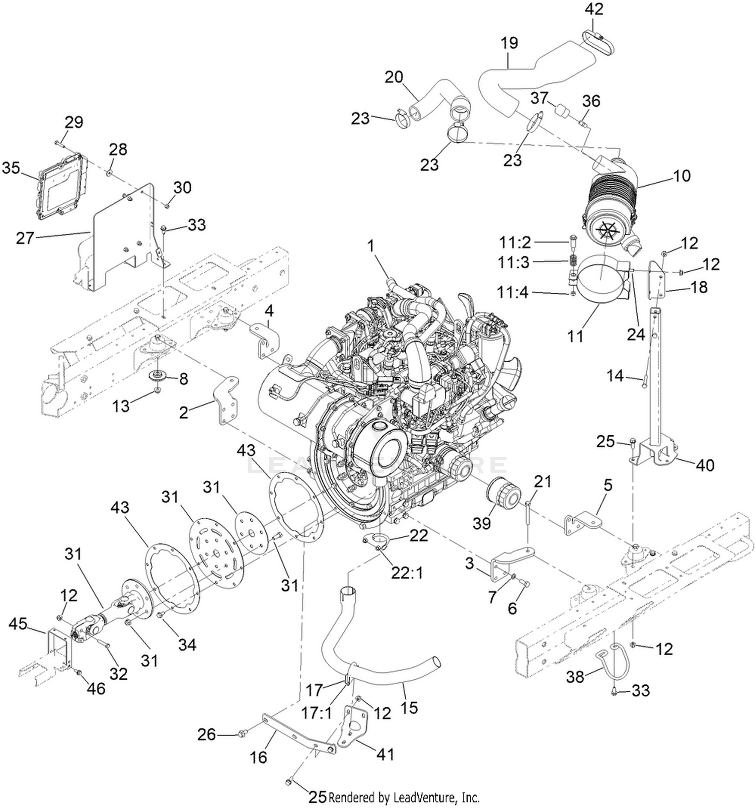 Engine, Muffler and Air Cleaner Assembly