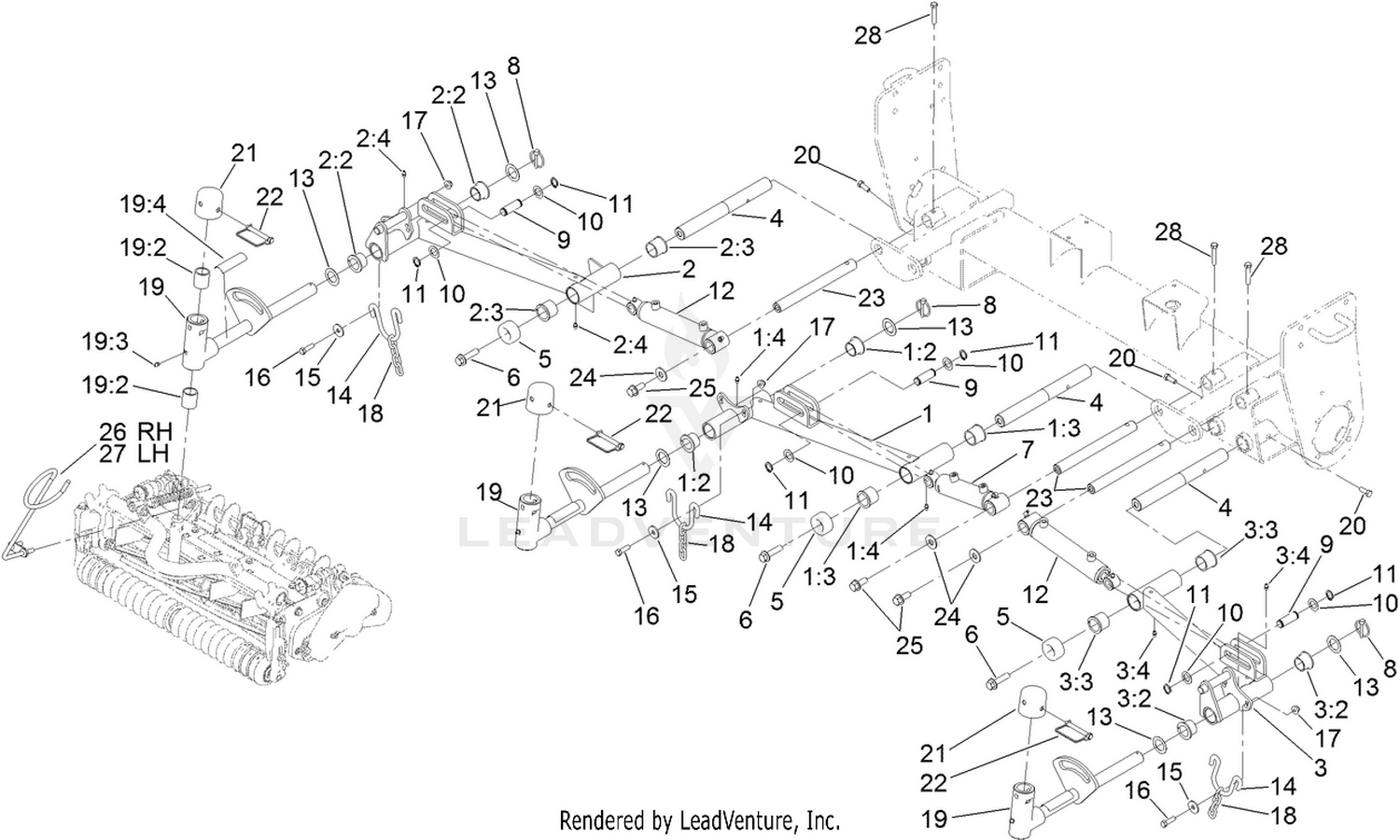 No. 1, No. 4 and No. 5 Lift Arm Assembly