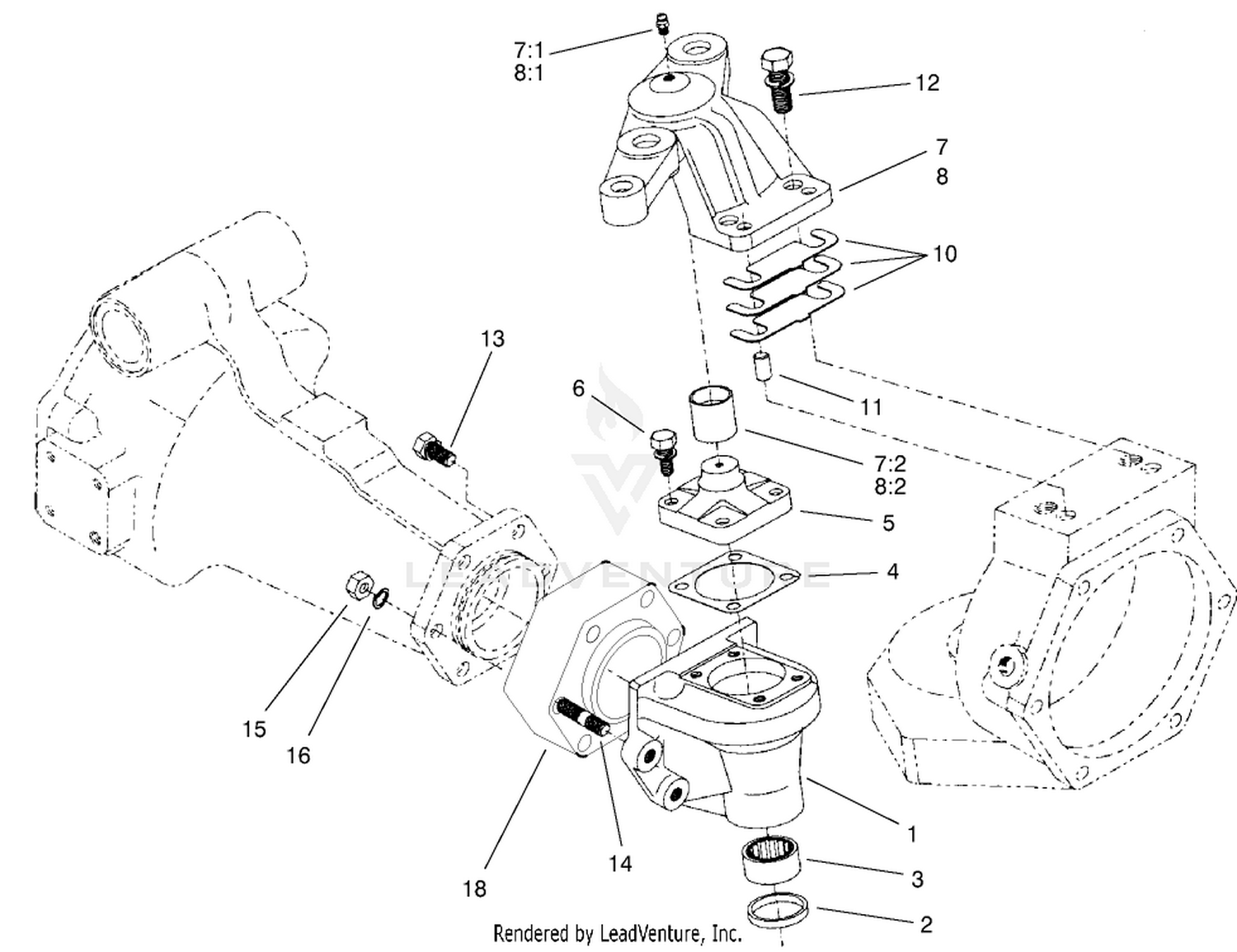 Rear Axle Assembly No. 98-3925 (continued) Bevel Gear Case Assembly