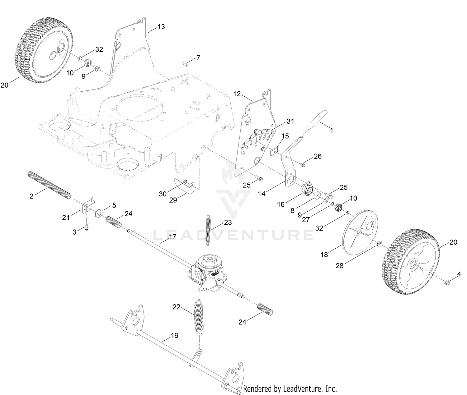 Rear Wheel Height-of-Cut Assembly