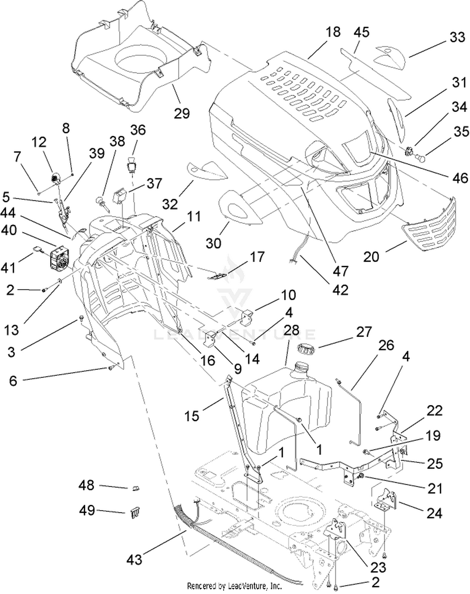 Fuel Tank and Hood Assembly