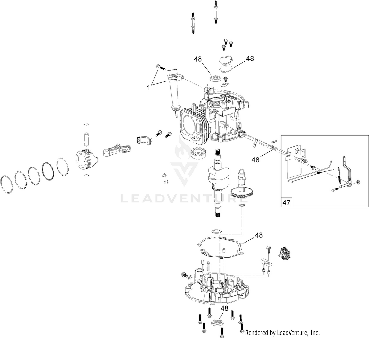 Dipstick, Brake and Governor Arm Assembly