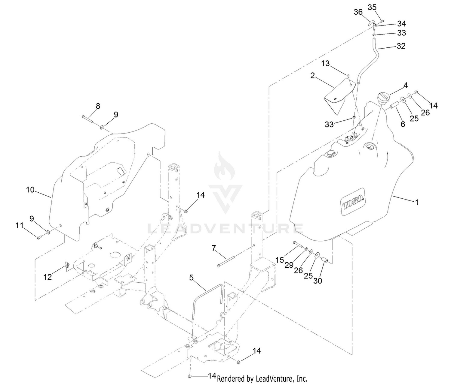 Fuel Tank and Control Panel Component Assembly