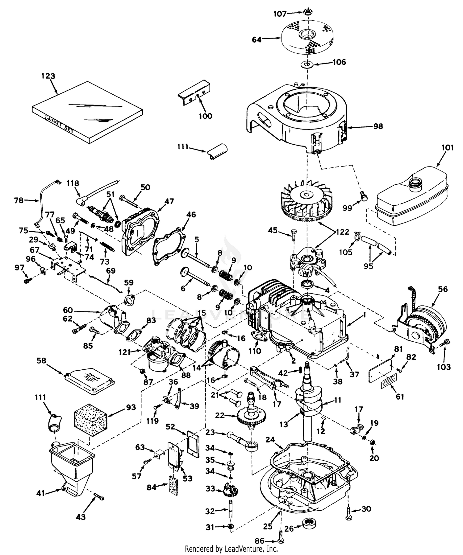 Engine, Tecumseh Model No. Lav 35-40596j