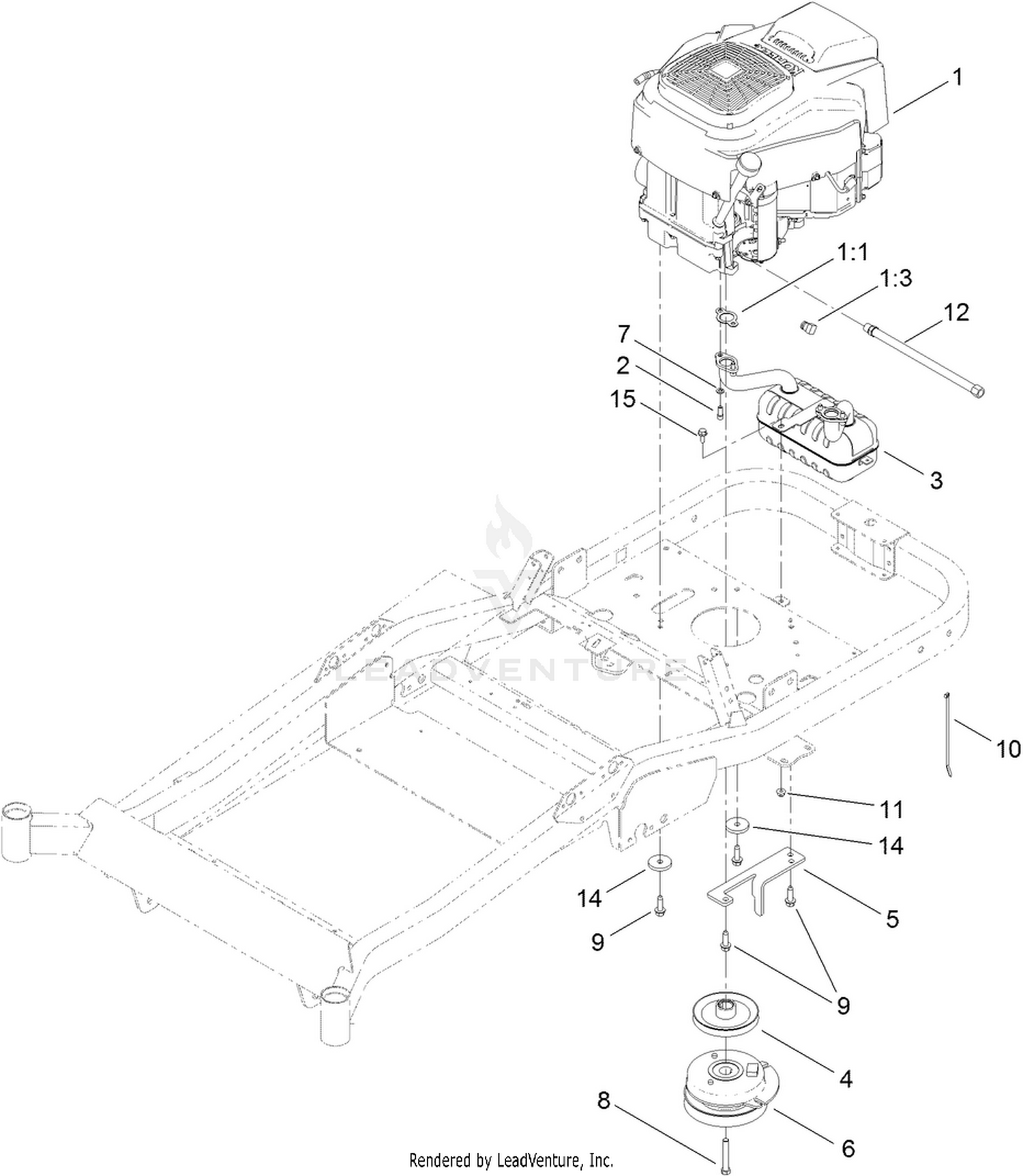 Engine, Muffler and Clutch Assembly