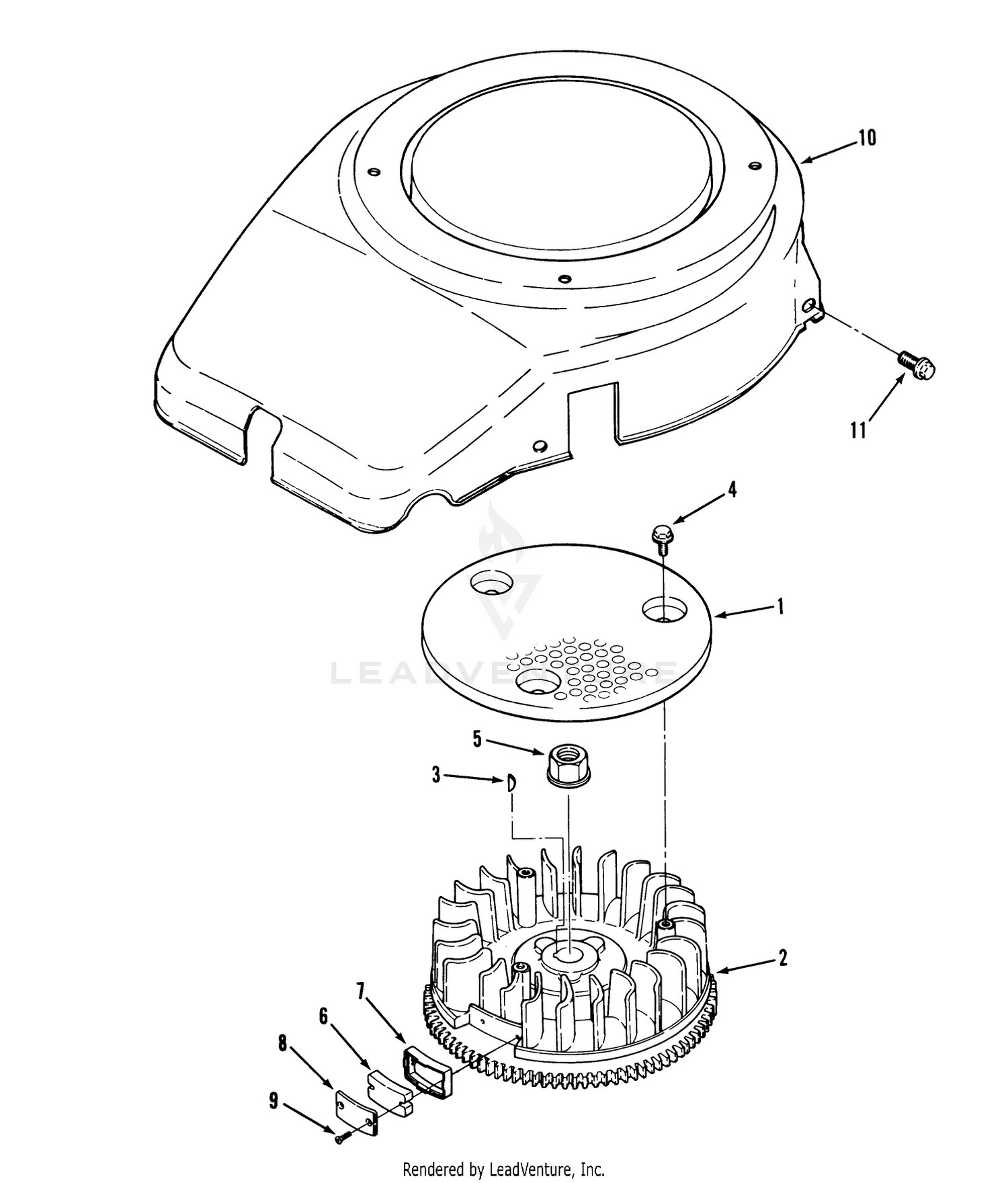 14hp Engine Flywheel  Cover Assembly
