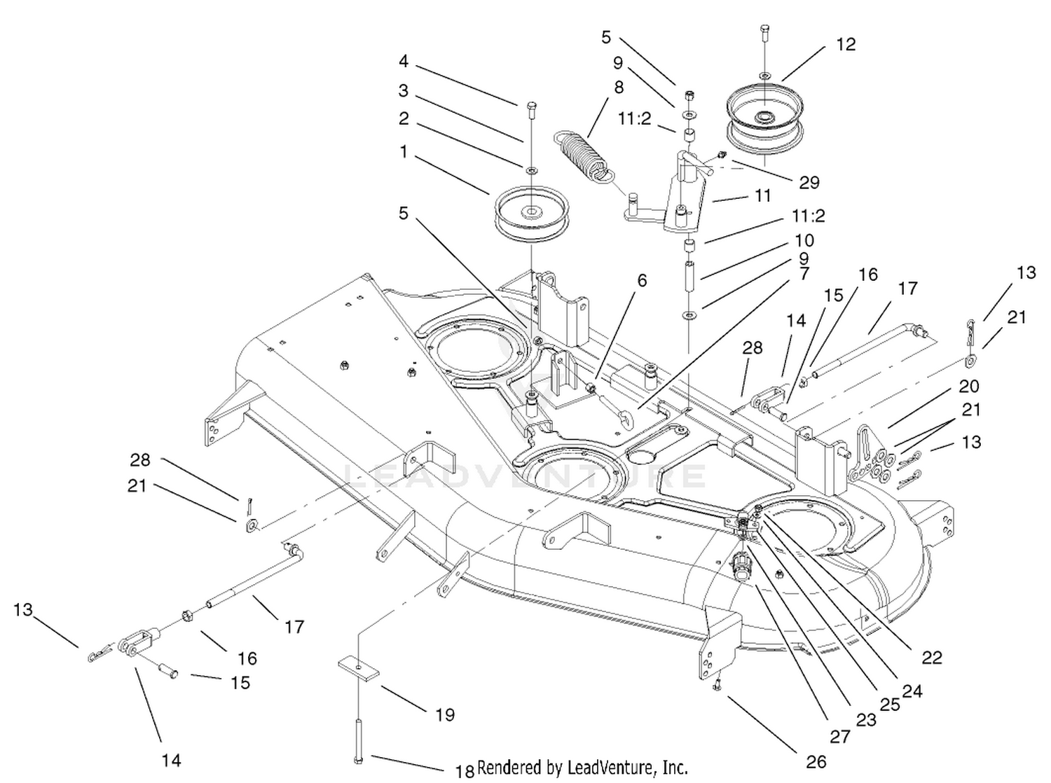 44in Deck Belt Drive and Lift Assembly
