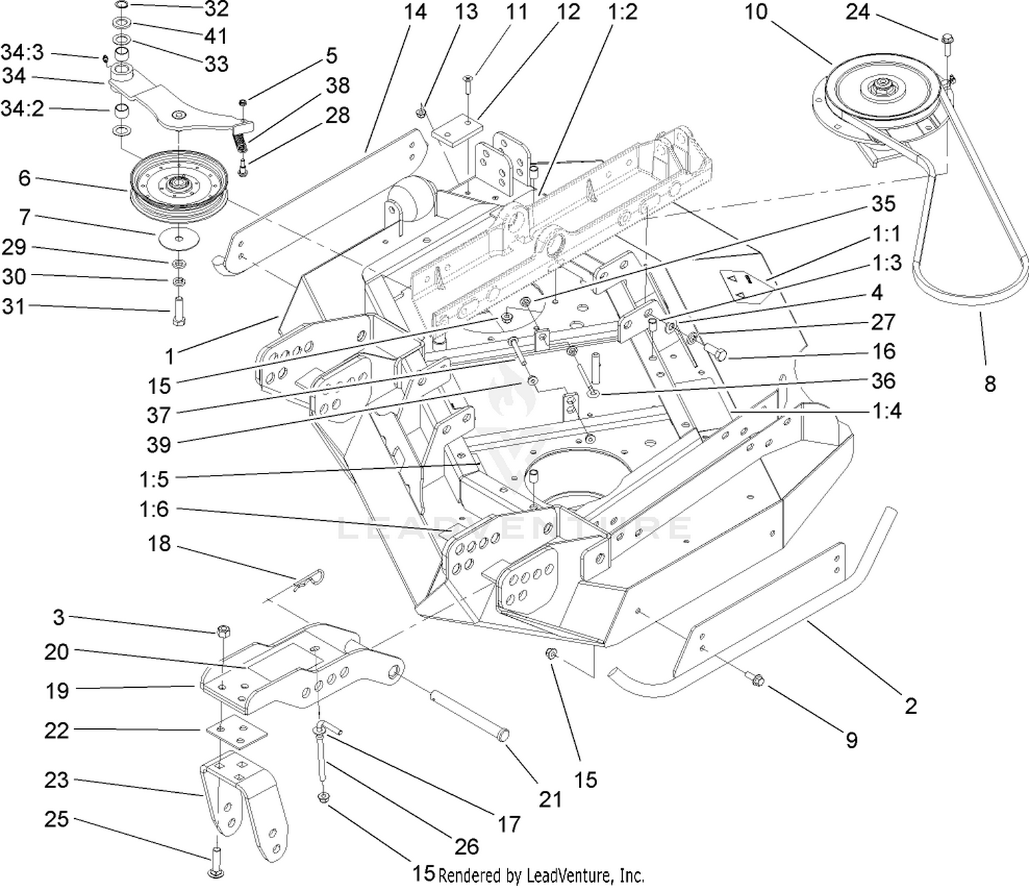 Left Hand Deck, Idler and Skid Assembly