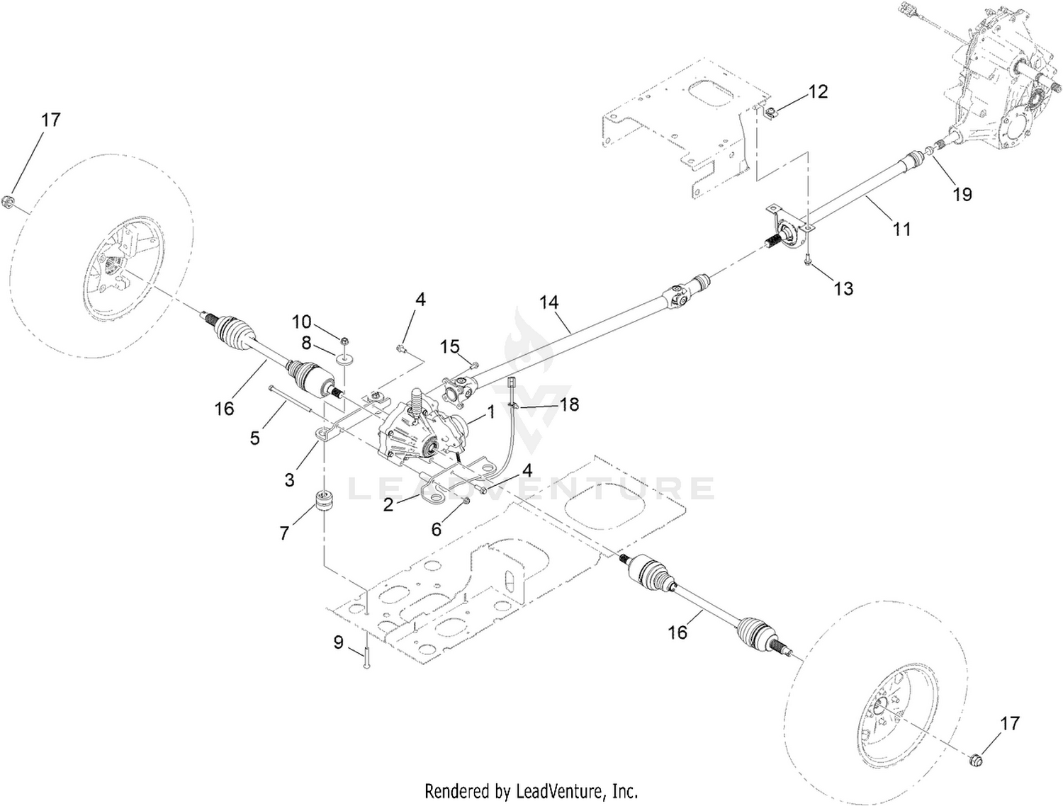 Front Differential and Driveshaft Assembly