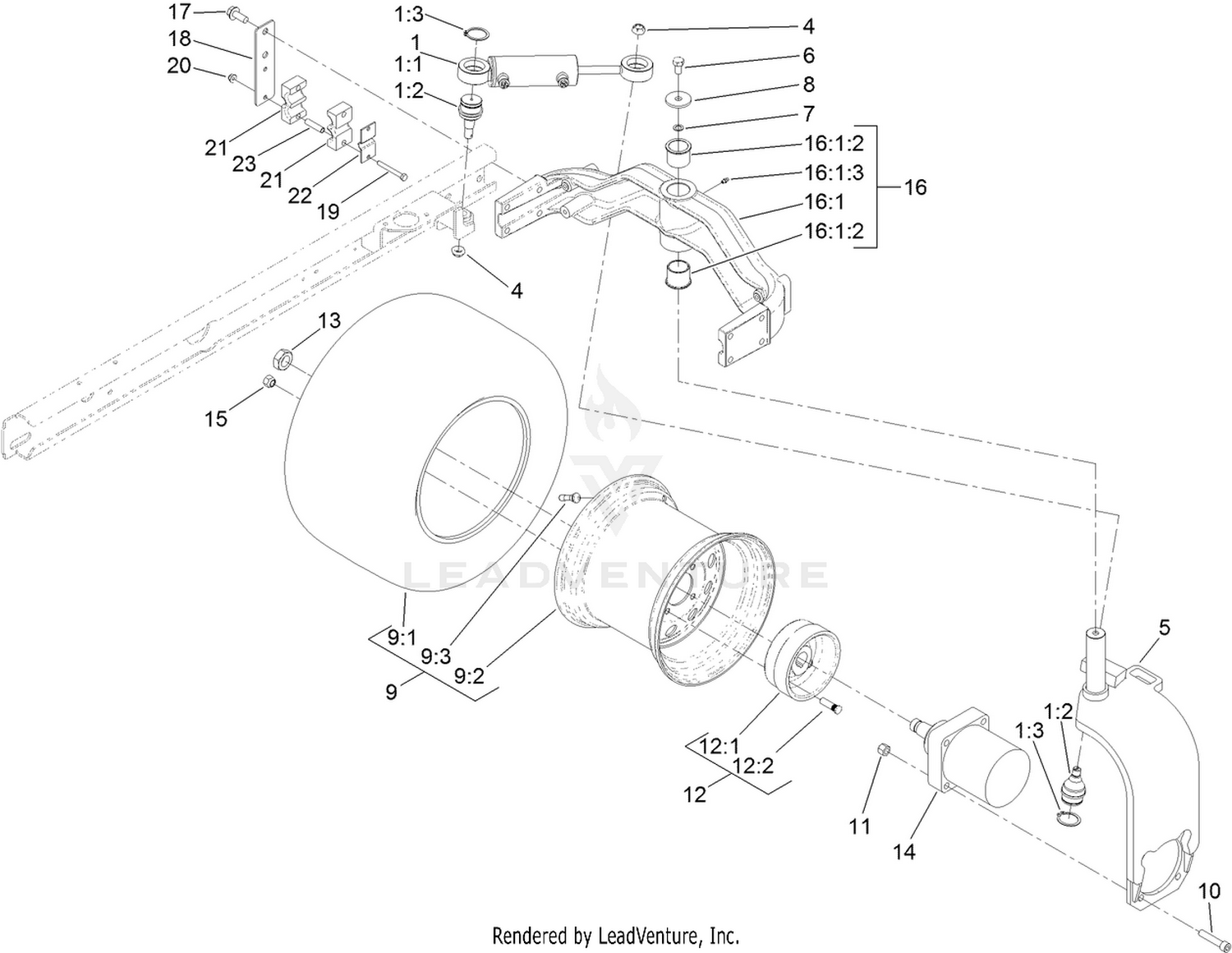 Rear Fork and Casting Assembly