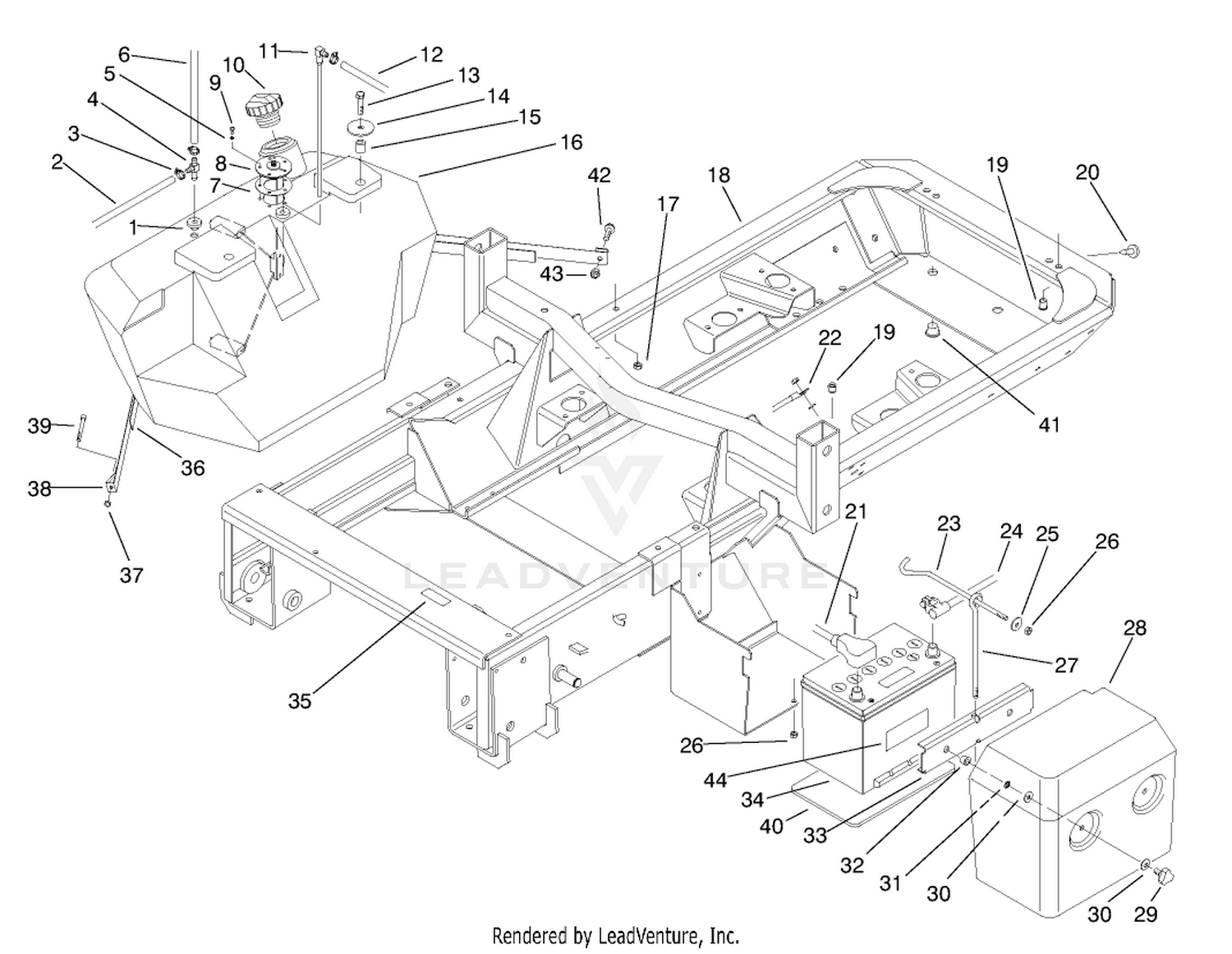 Frame, Fuel Tank and Battery Assembly