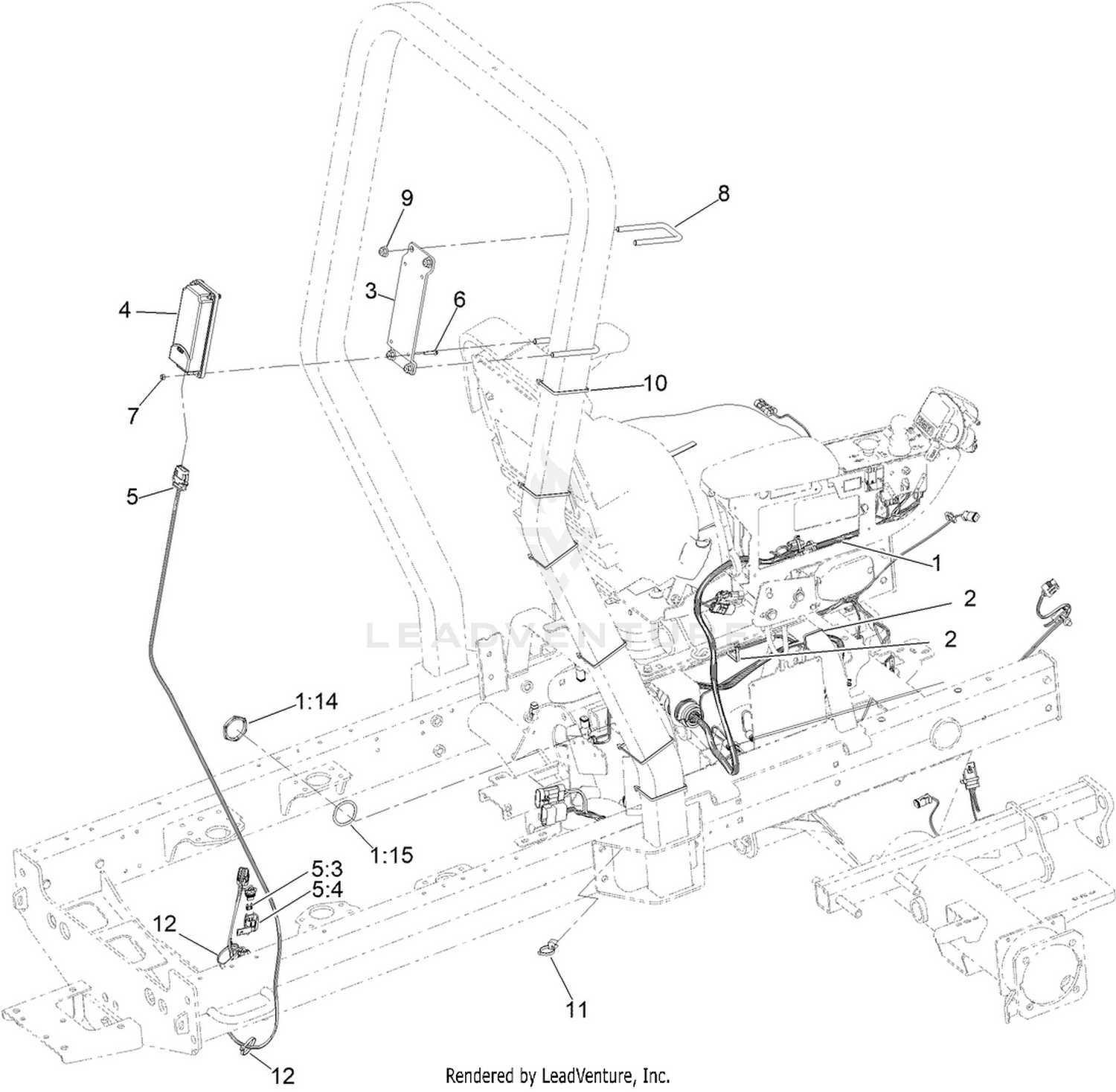 Seat and Control Arm Wiring Harness Assembly