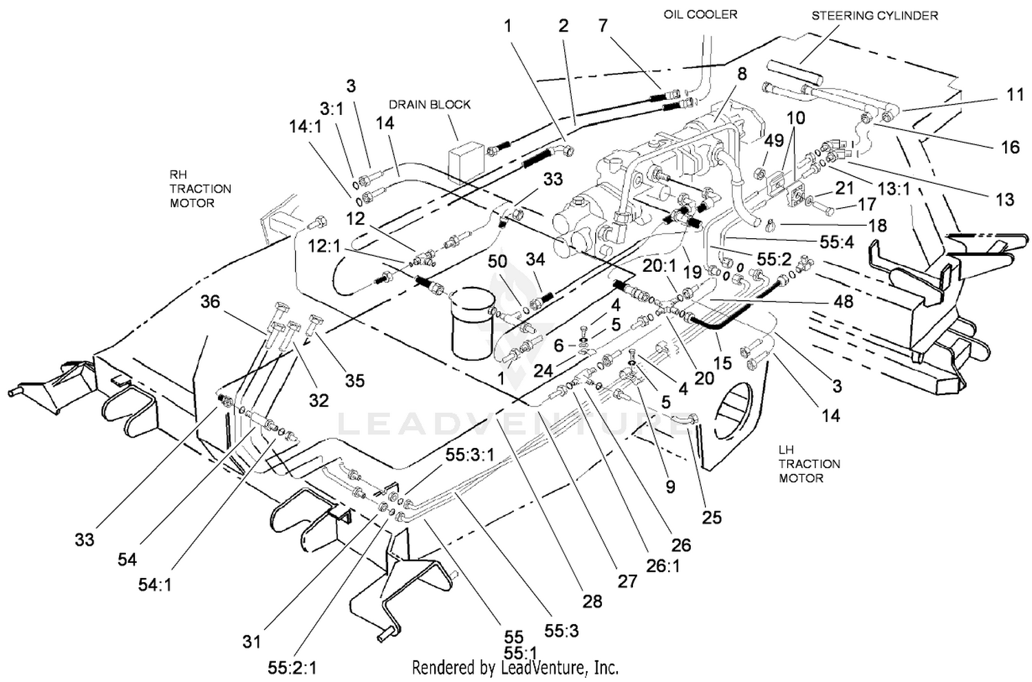 Hydraulic Circuit - Steering and Traction Assembly