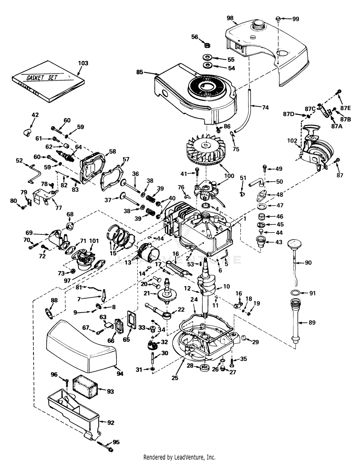 Engine Tecumseh Model No. Tnt 100-10043 (mower Model No. 21610)