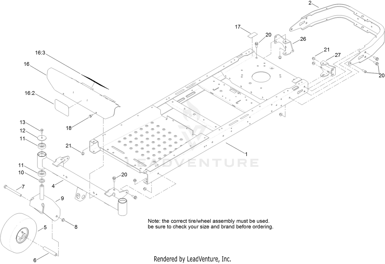 Frame, Front Axle and Caster Wheel Assembly