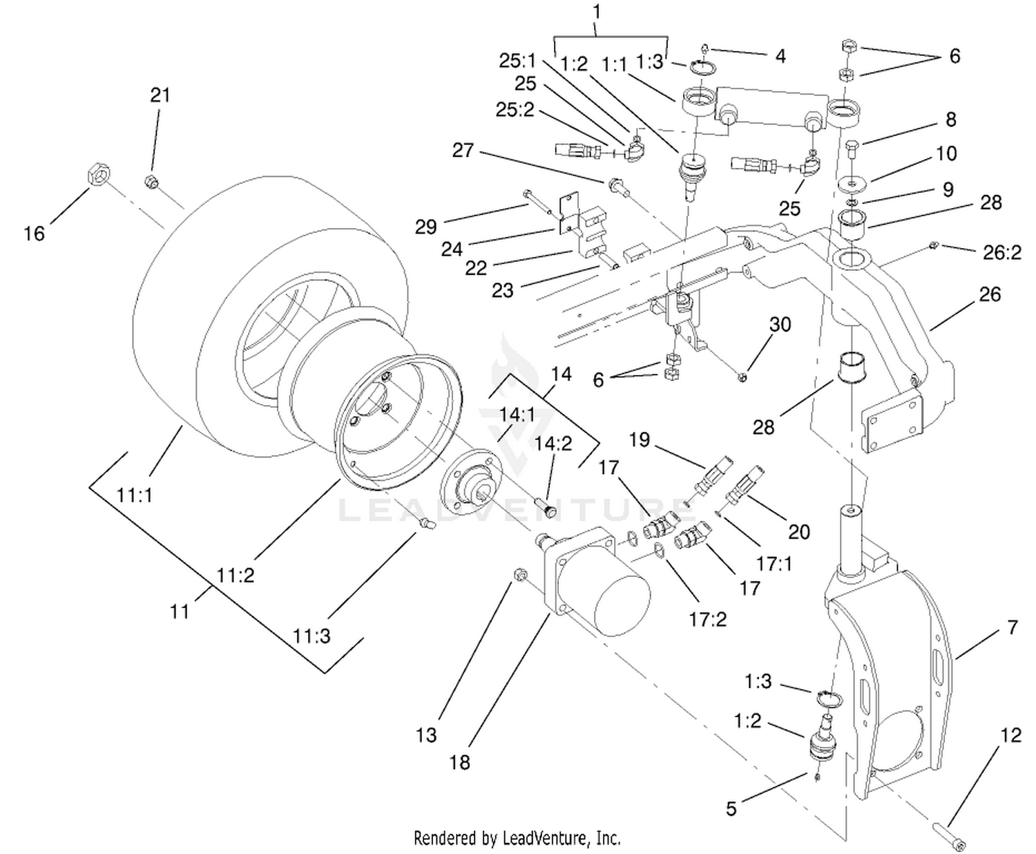 Rear Fork And Tire Assembly