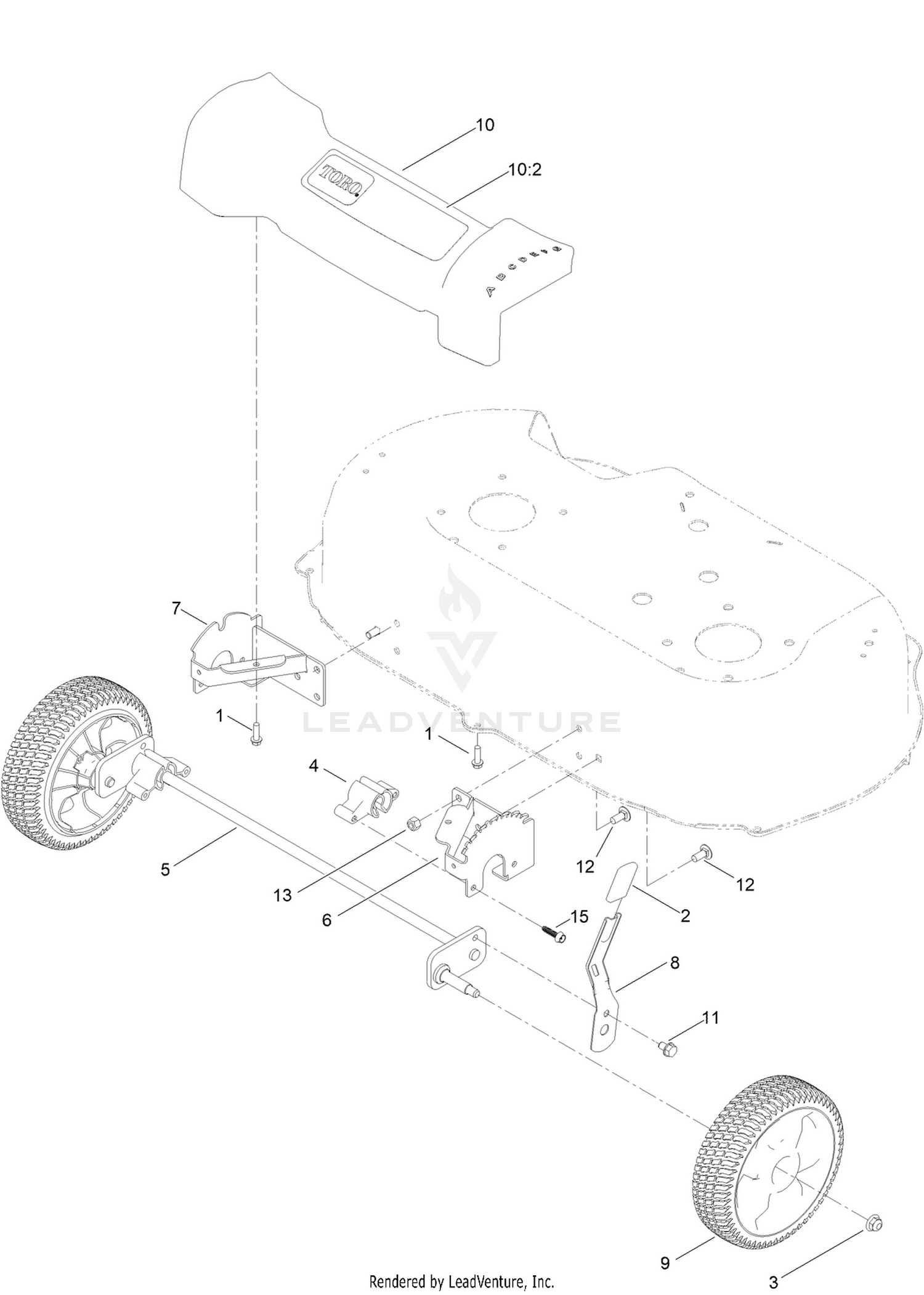 Front Wheel and Height-of-Cut Assembly