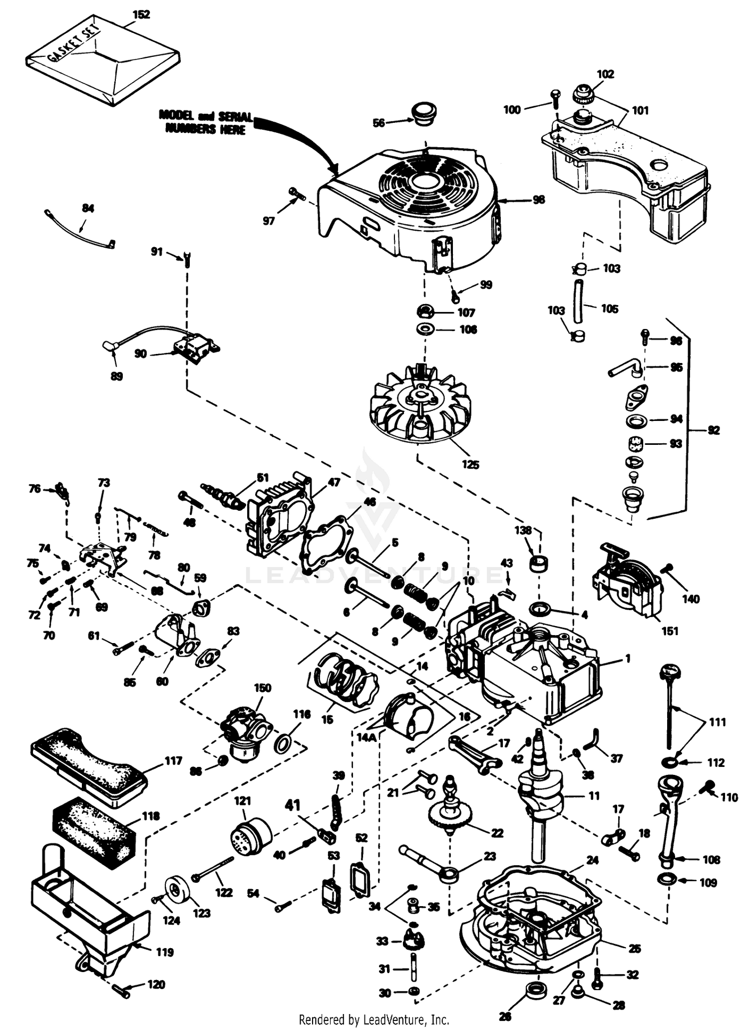 Engine Tecumseh Model No. Tvs 90-43327d