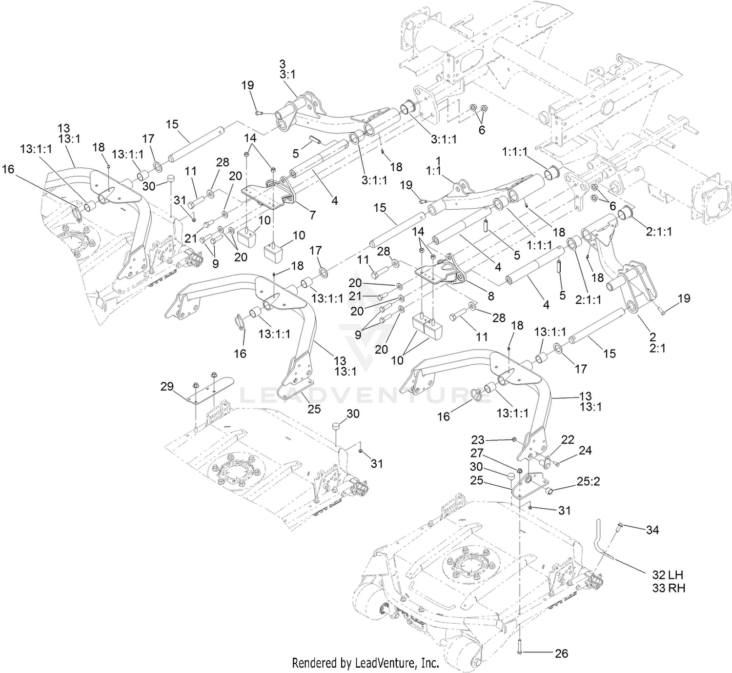 No. 1, 4 and 5 Lift Arm and Deck Assembly