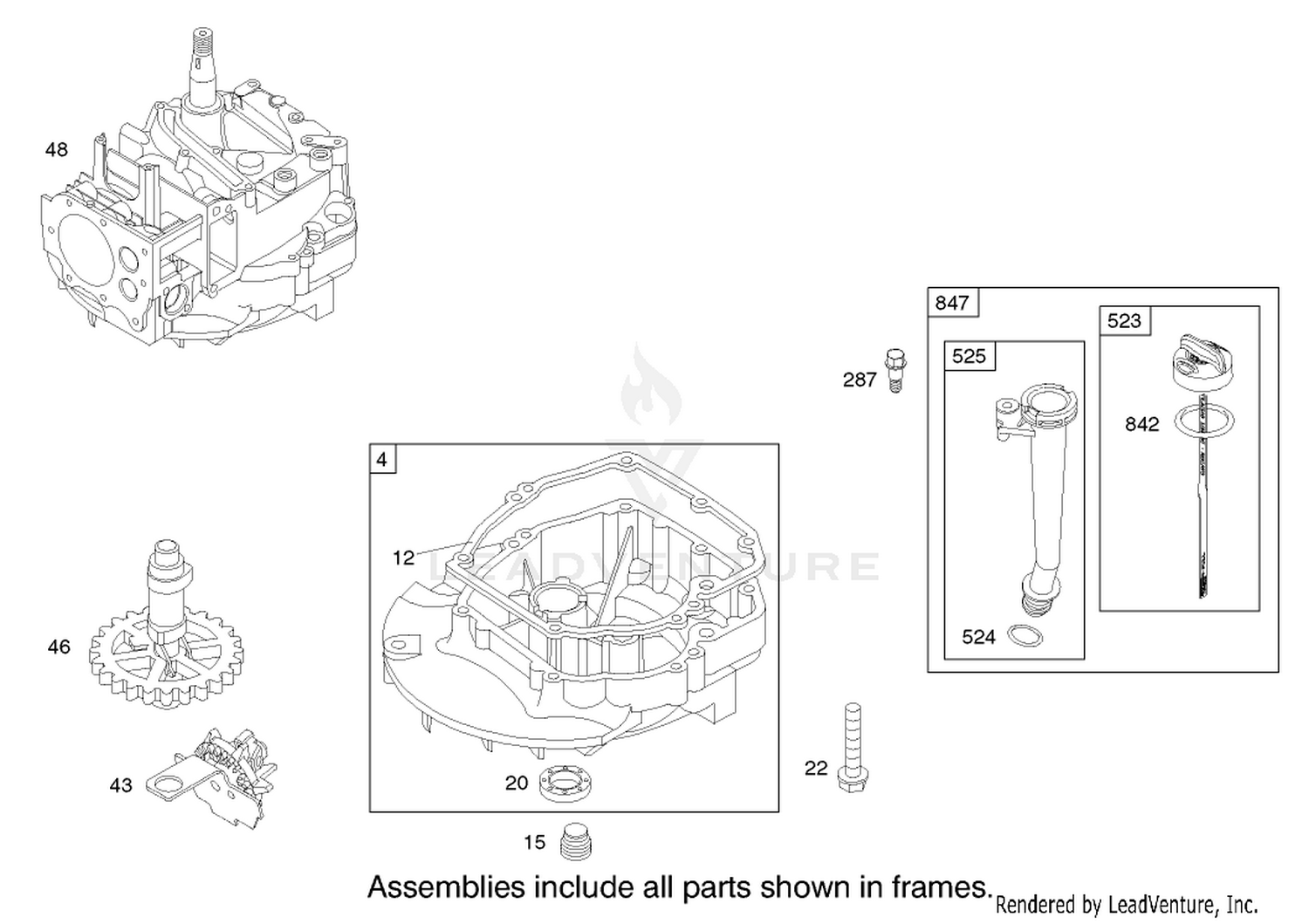 Crankcase Assembly Engine Briggs and Stratton Model 123K02-0114-E1