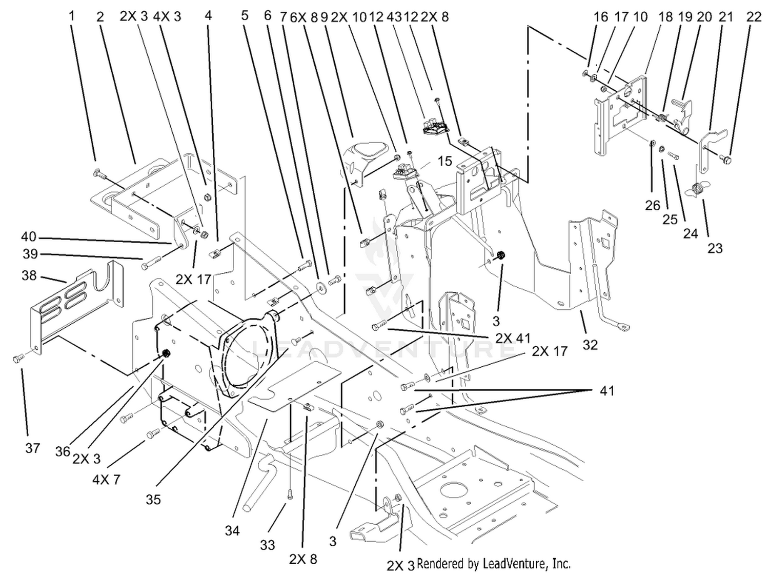 Steering Tower and Fuel Tank Support Assembly