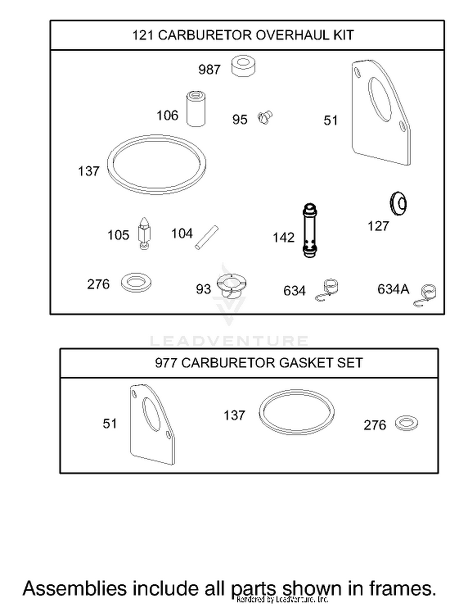 Carburetor Overhaul Kit Assembly Engine Briggs and Stratton Model 28M707-1127-E1