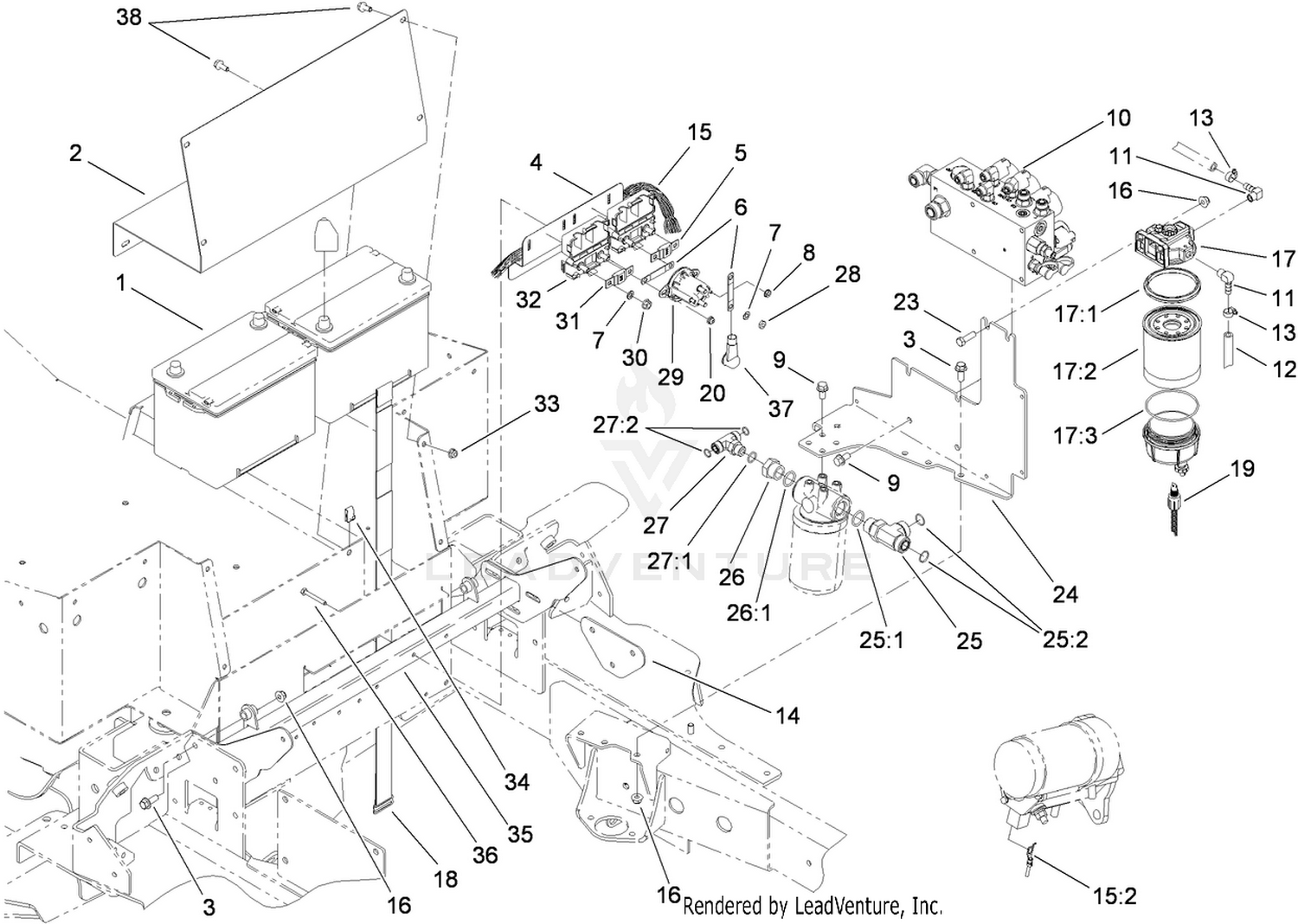 Battery and Lift Manifold Assembly