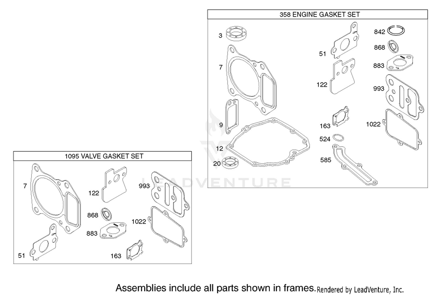 Gasket Assembly Engine Briggs and Stratton Model 122607-0118-E1