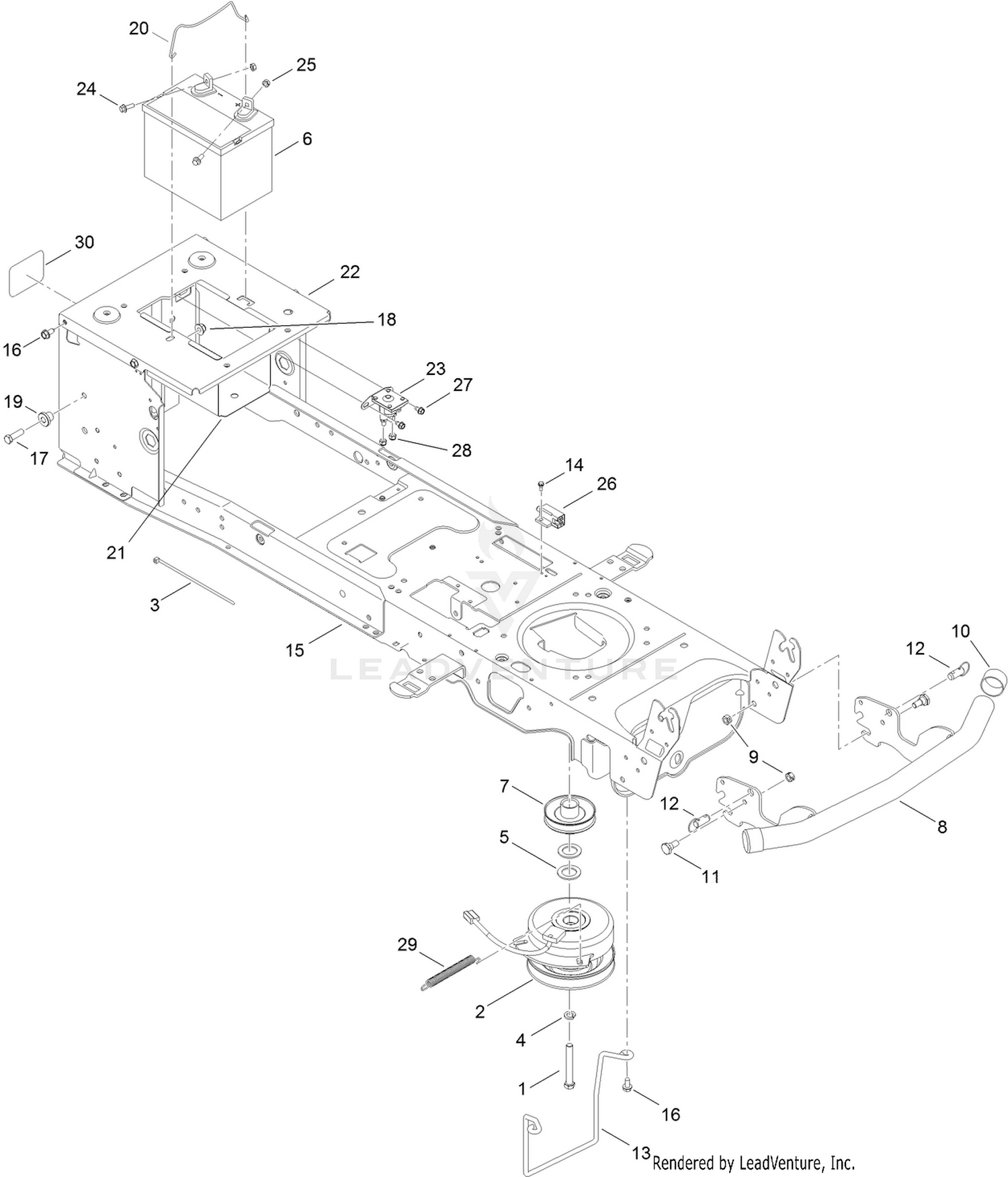 Frame, Battery and Electric PTO Assembly