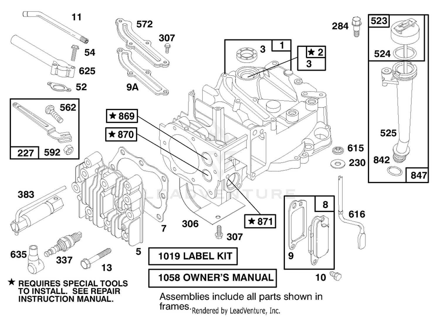 Engine Briggs  Stratton Model 127702-0645-01 (serial No. 8900001-8901373)