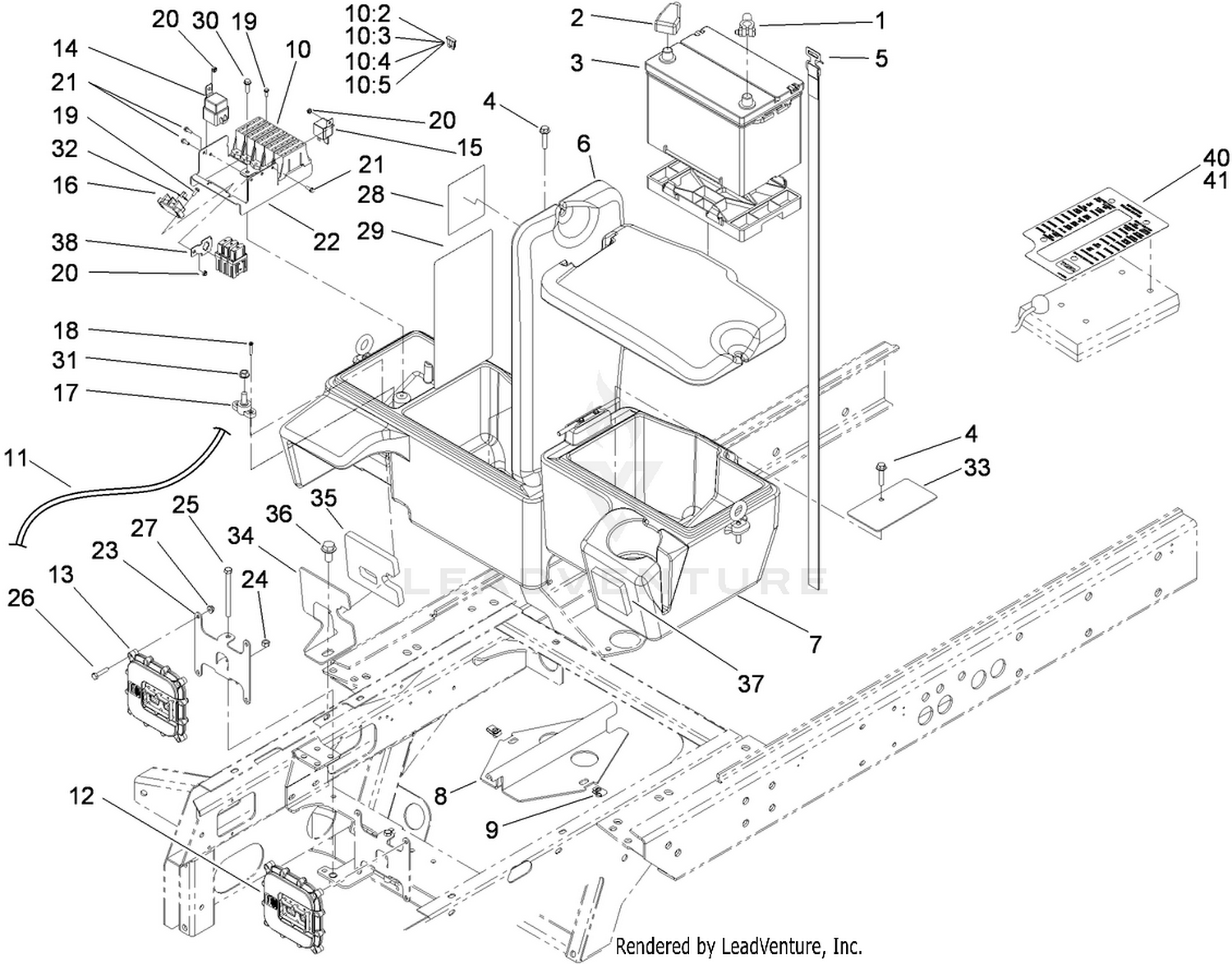 Power Center, Battery and Storage Box Assembly