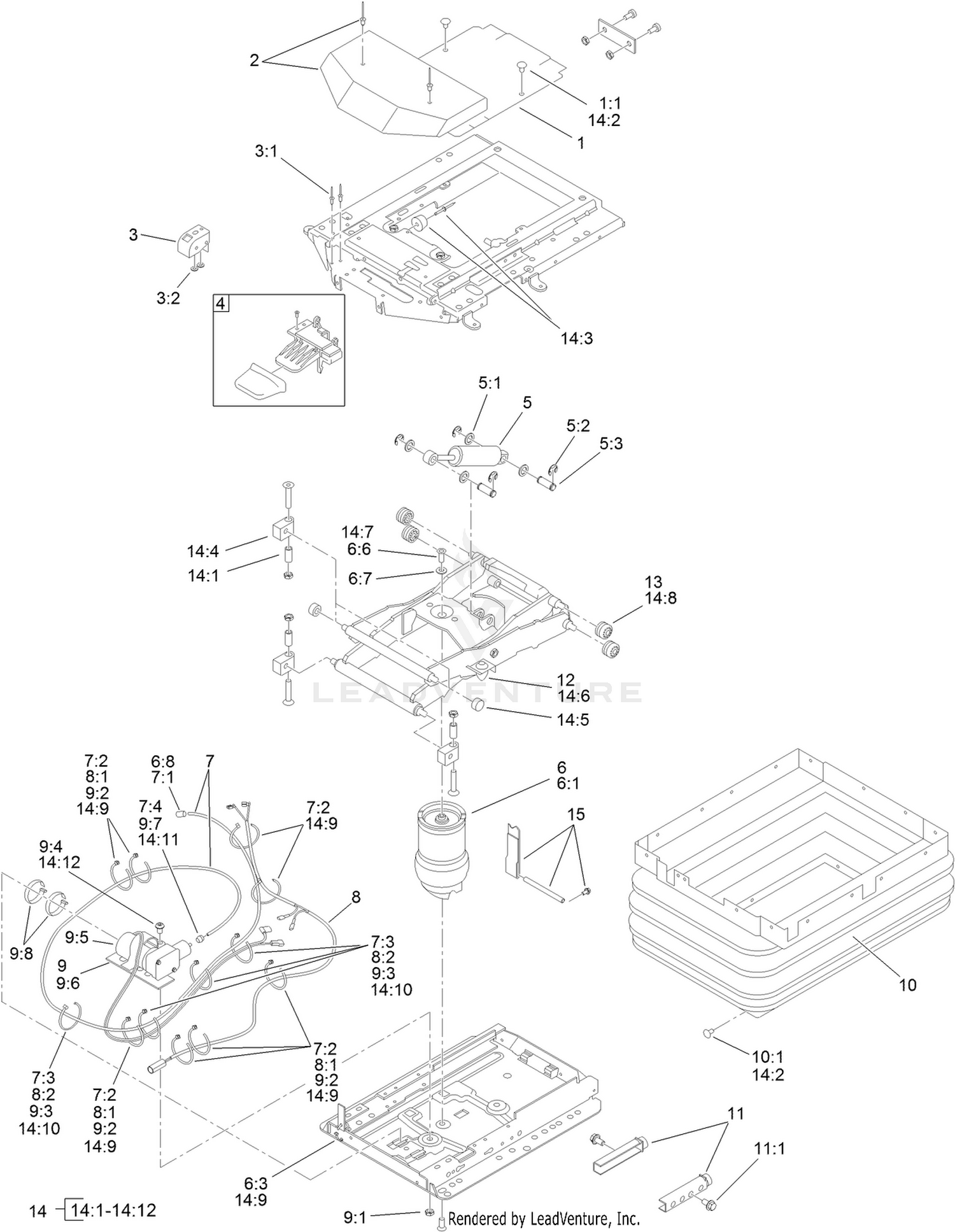 Air Ride Seat Suspension Assembly No. 108-1488