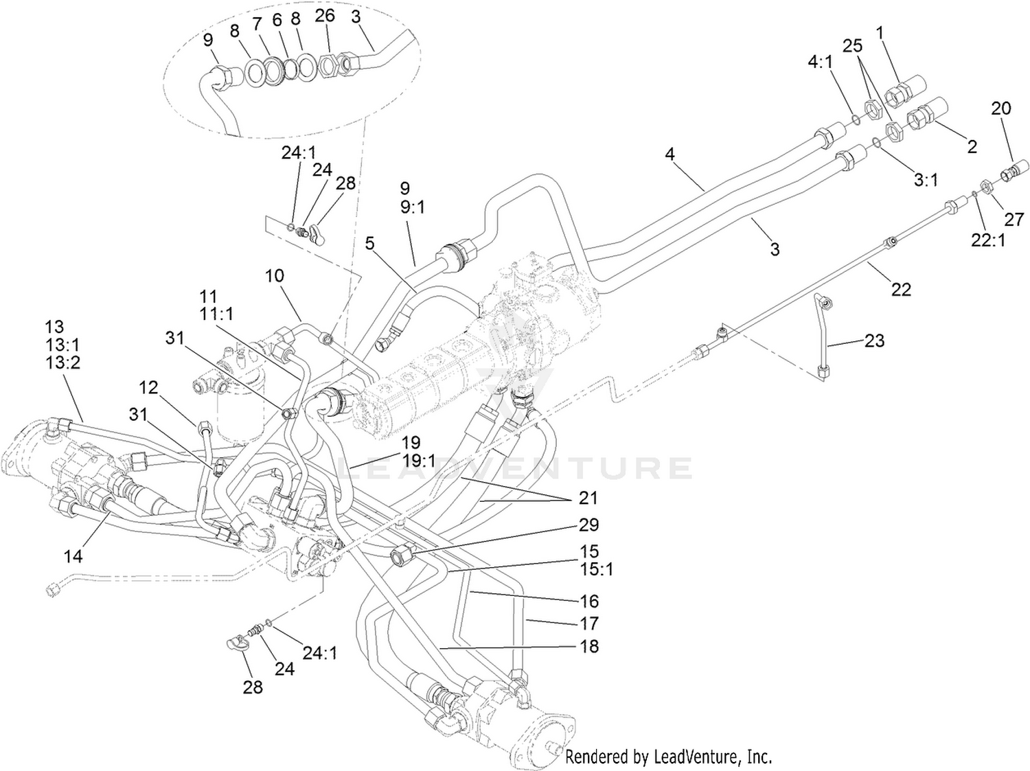 Traction Hydraulic Line Assembly