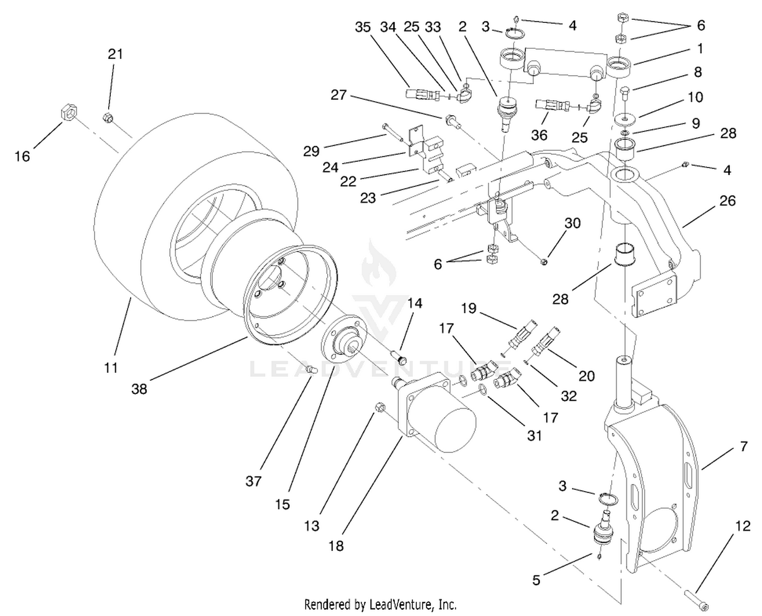 Rear Fork And Tire Assembly