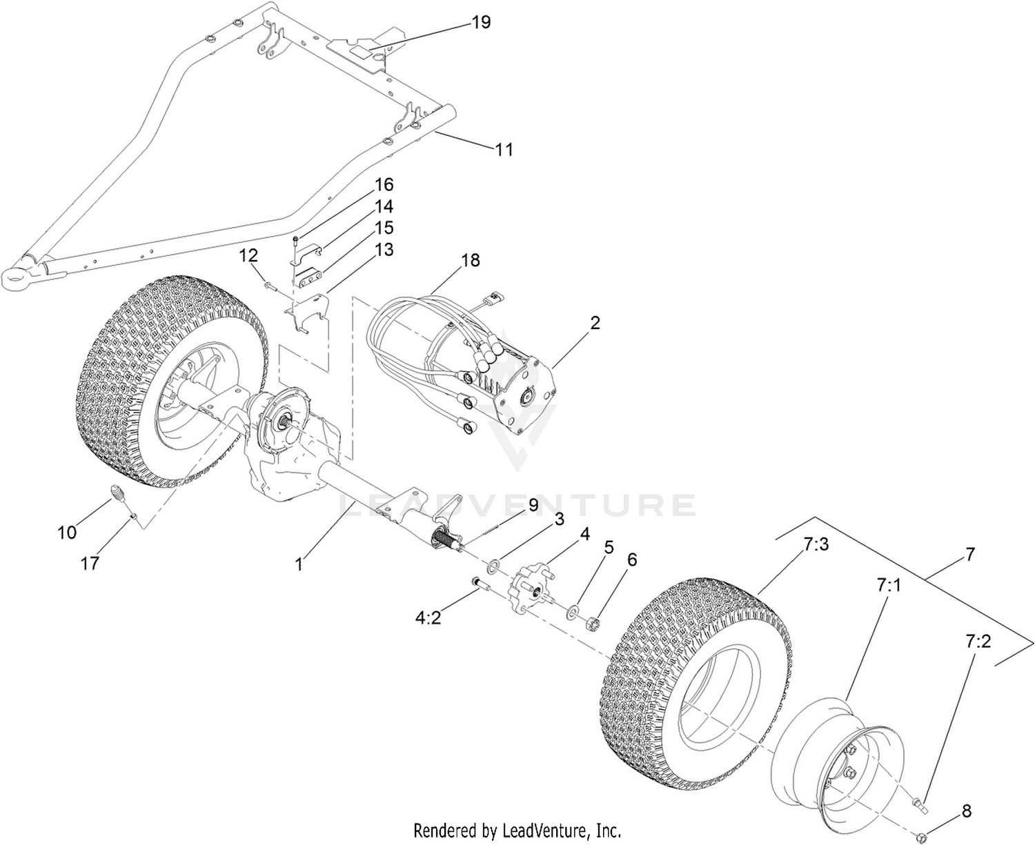 Rear Axle and Motor Assembly