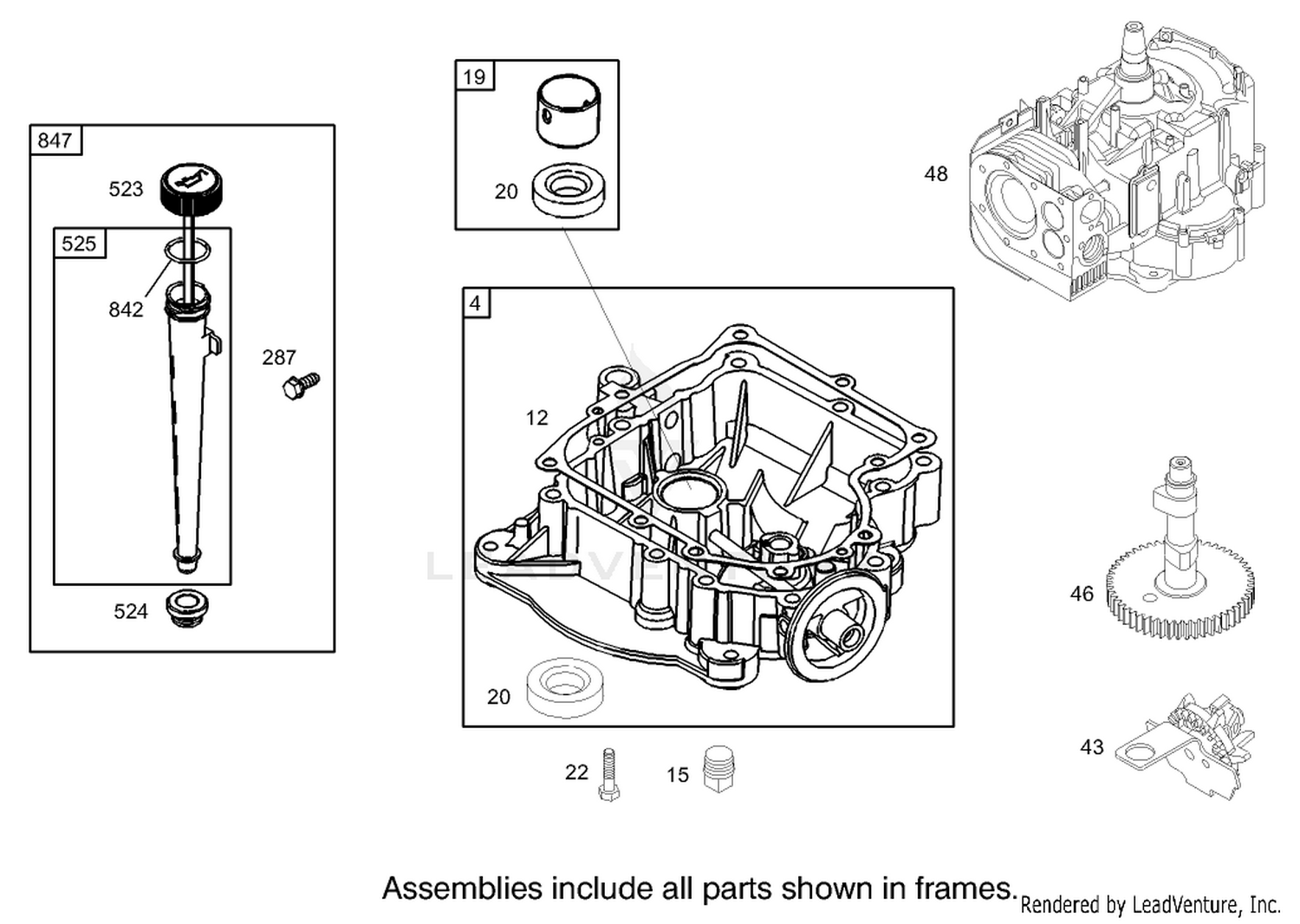 Crankcase Assembly Engine Briggs and Stratton Model 28M707-1127-E1