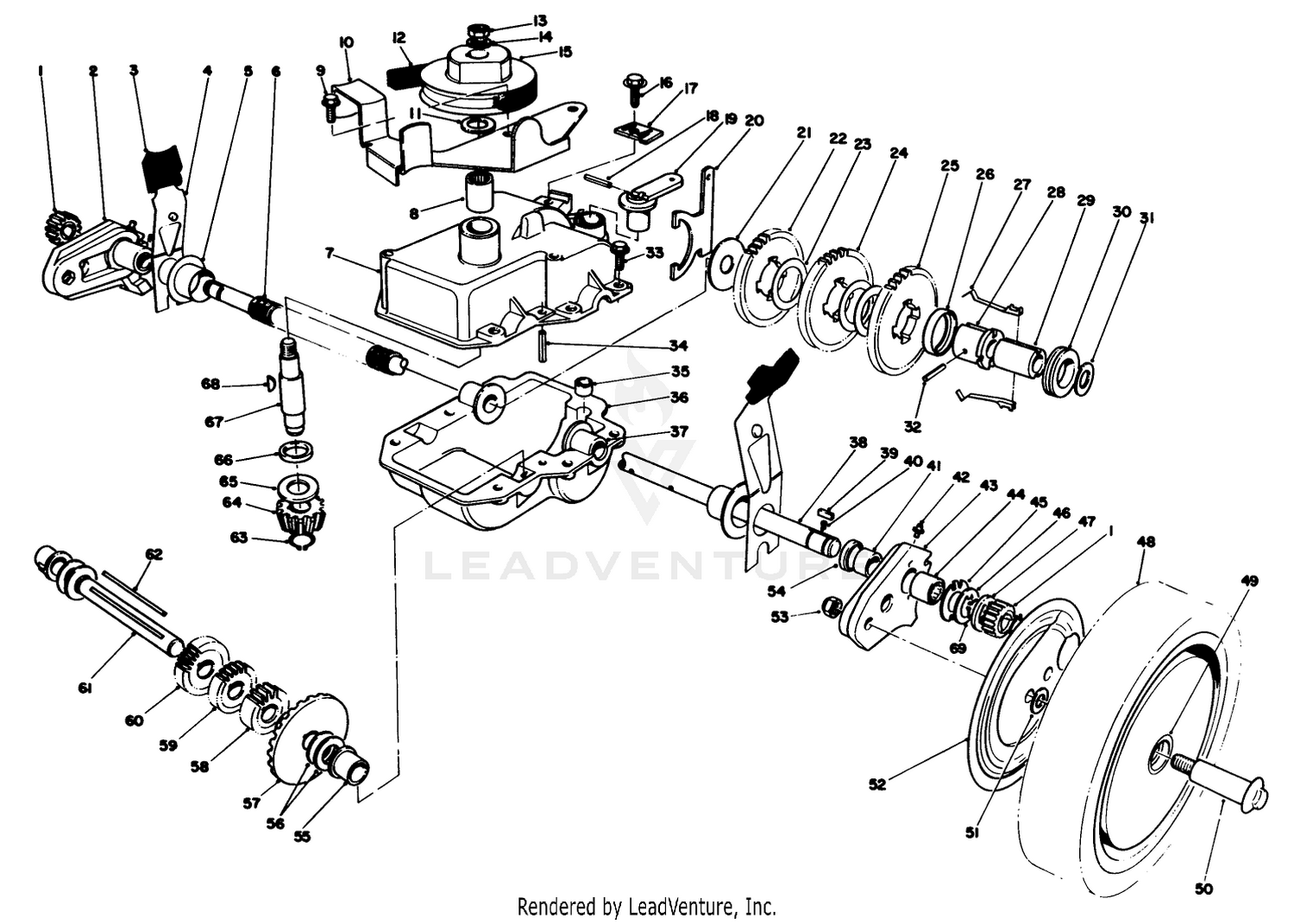 GEAR CASE ASSEMBLY (used on units with no. serial no. 7007081  up)