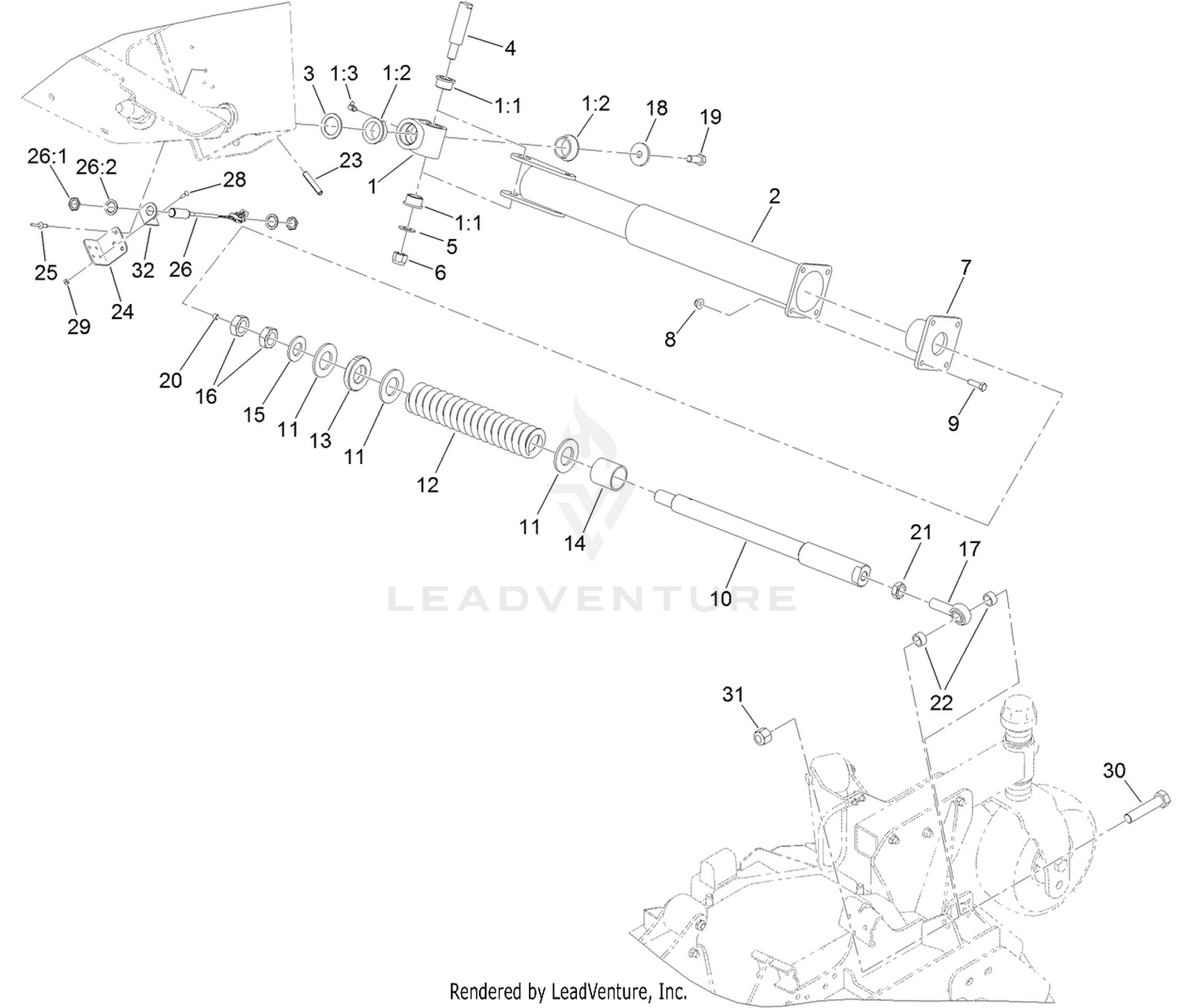 Left Hand Deck Impact Arm and Limit Switch Assembly