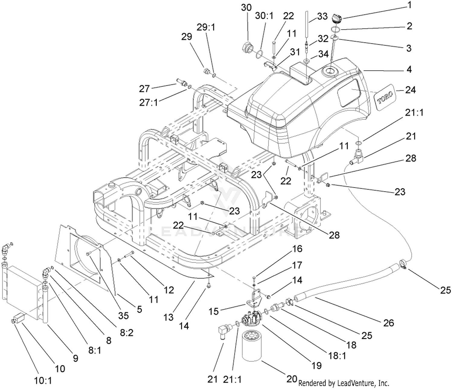 Hydraulic Tank, Filter and Cooler Assembly