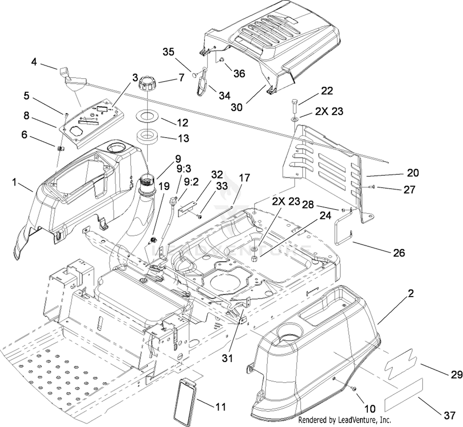 Styling and Fuel System Assembly