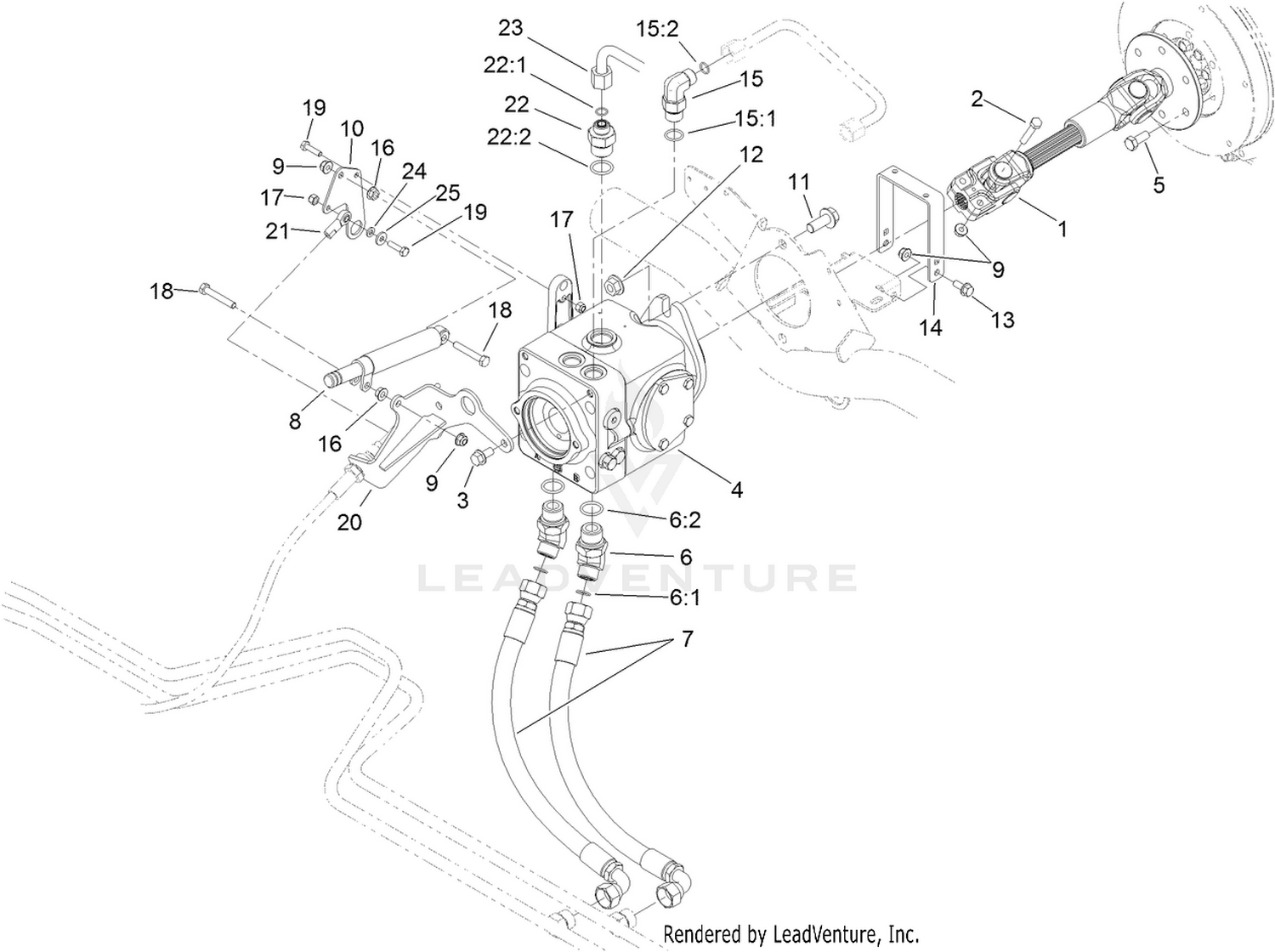 Driveshaft and Variable Pump Hydraulic Fitting Assembly