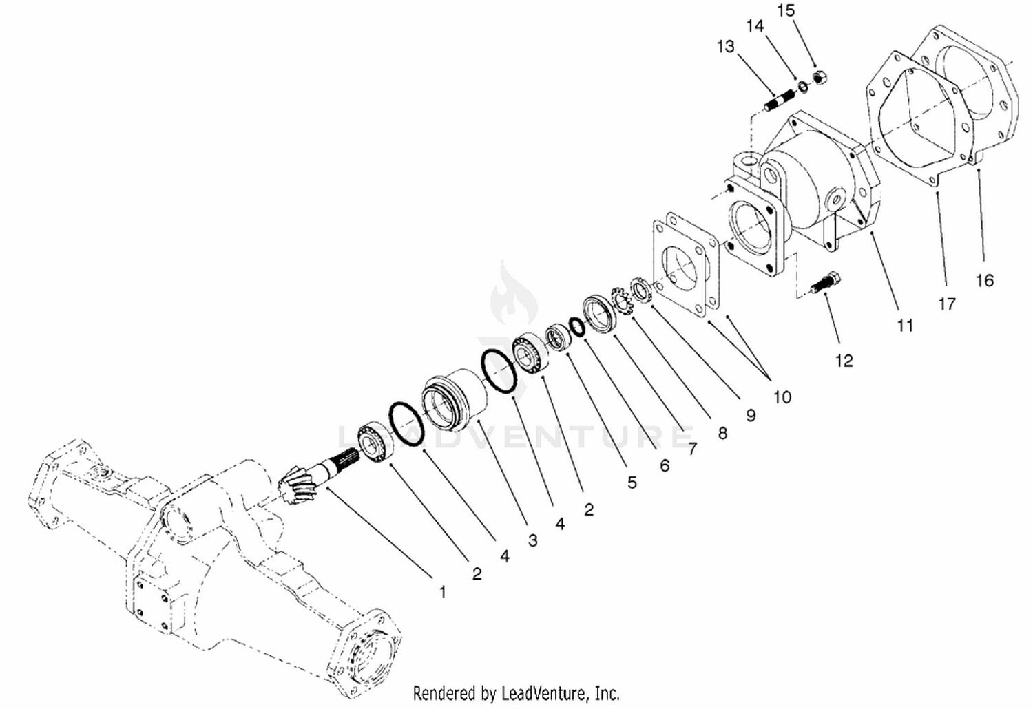 Rear Axle Assembly No. 100-3784 Bevel Pinion Shaft Assembly