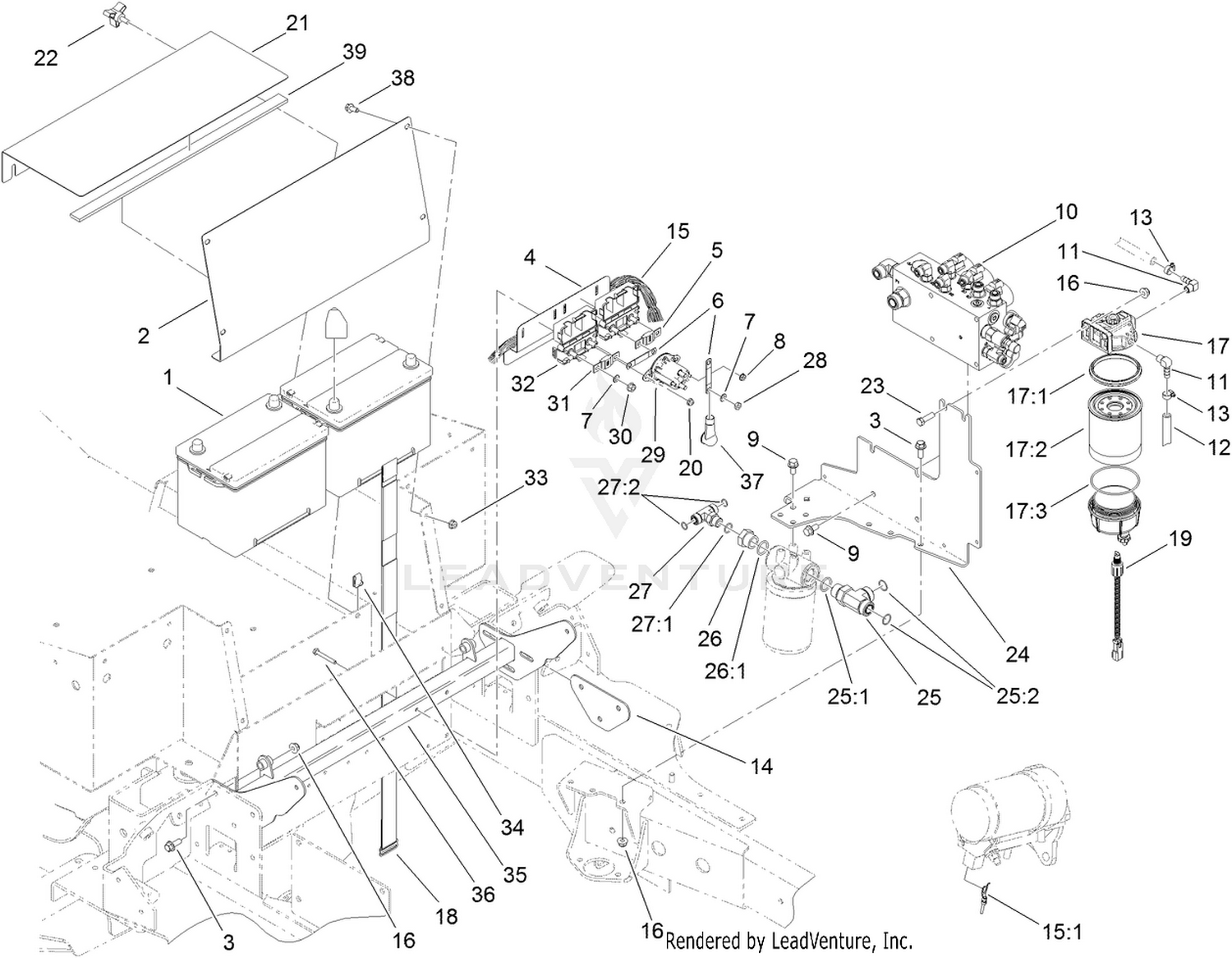 Battery and Lift Manifold Assembly