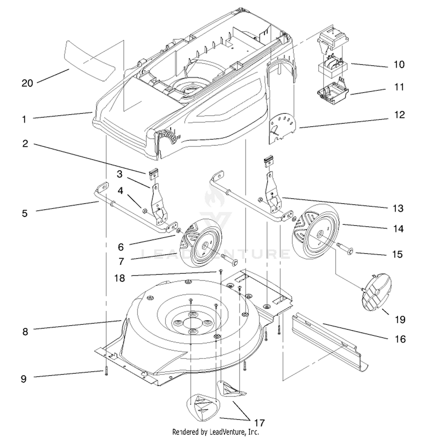 Deck, Liner And Wheel Assembly